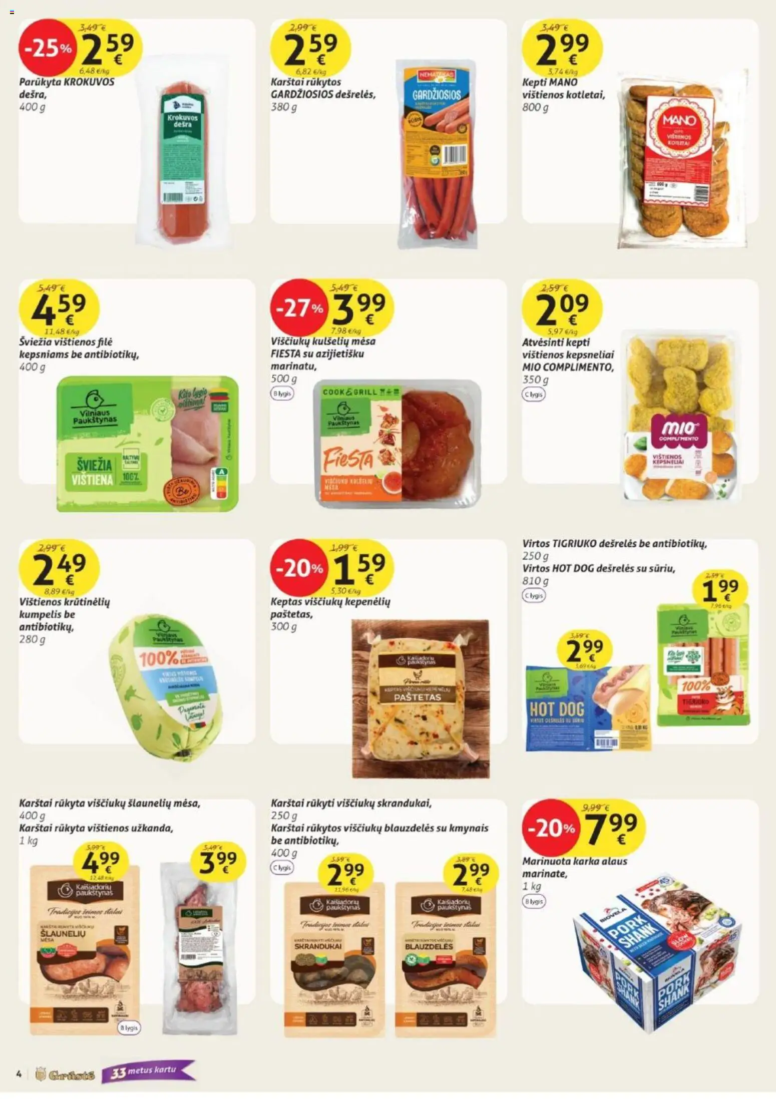GRUSTE akcijos nuo 21.11.2025 | Puslapis: 4 | Prekių: Vištienos, Dešrelės, Dešra, Vištiena