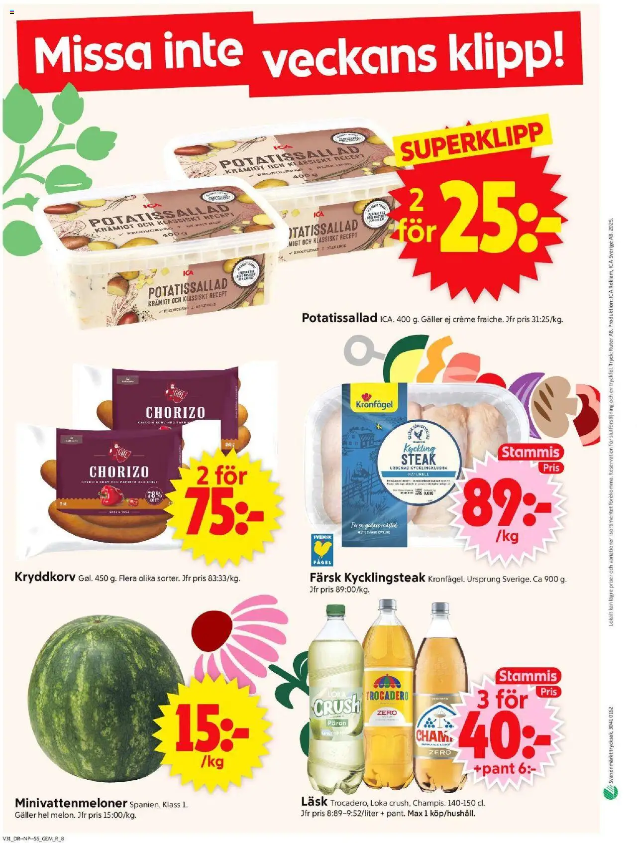 ICA Supermarket reklamblad aktuell från 28.07.2025 | Sida: 10 | Produkter: Kycklingklubba, Galler, Chili, Chorizo