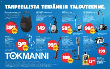 Tokmanni-mainoslehti voimassa 16.02.2026 alkaen | Sivu: 4 | Tuotteet: Kaiutin, Varsi-imuri, Voi, Puhdistusaine