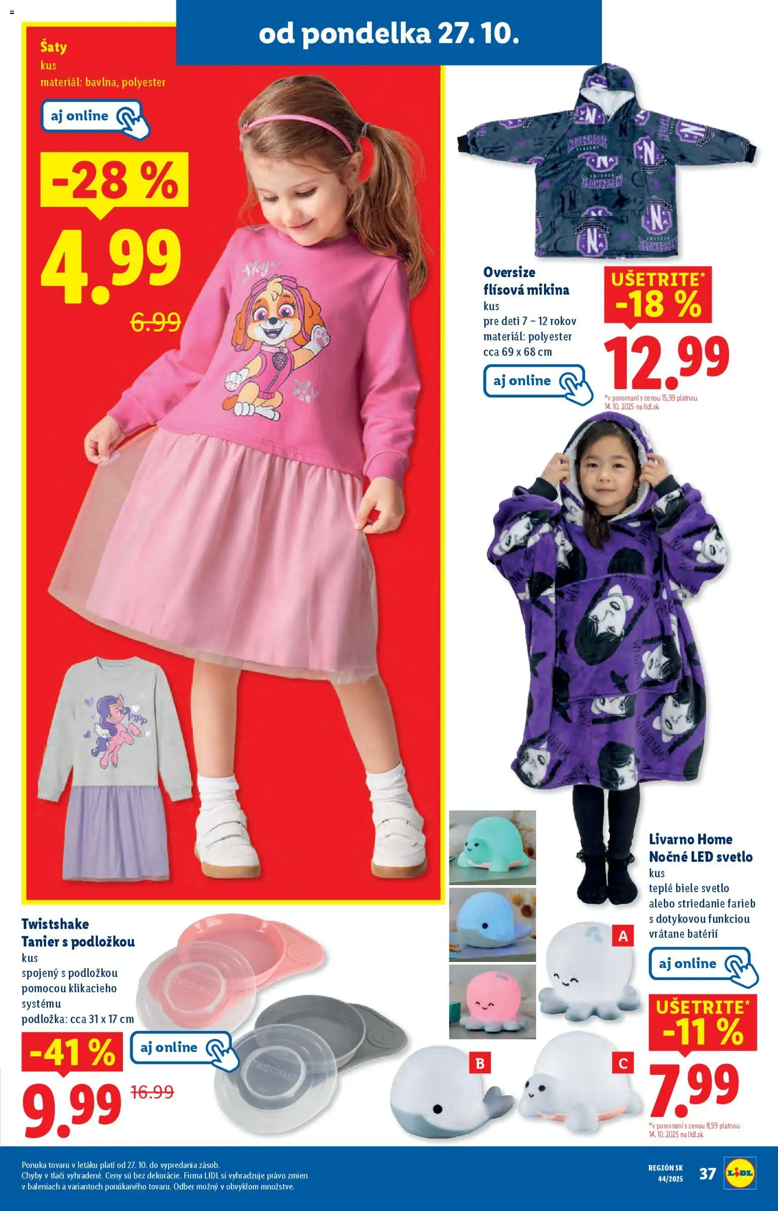 Nové Lidl akcie – leták je platný od 27.10.2025 | Strana: 49 | Produkty: Svetlo, Šaty, Mikina