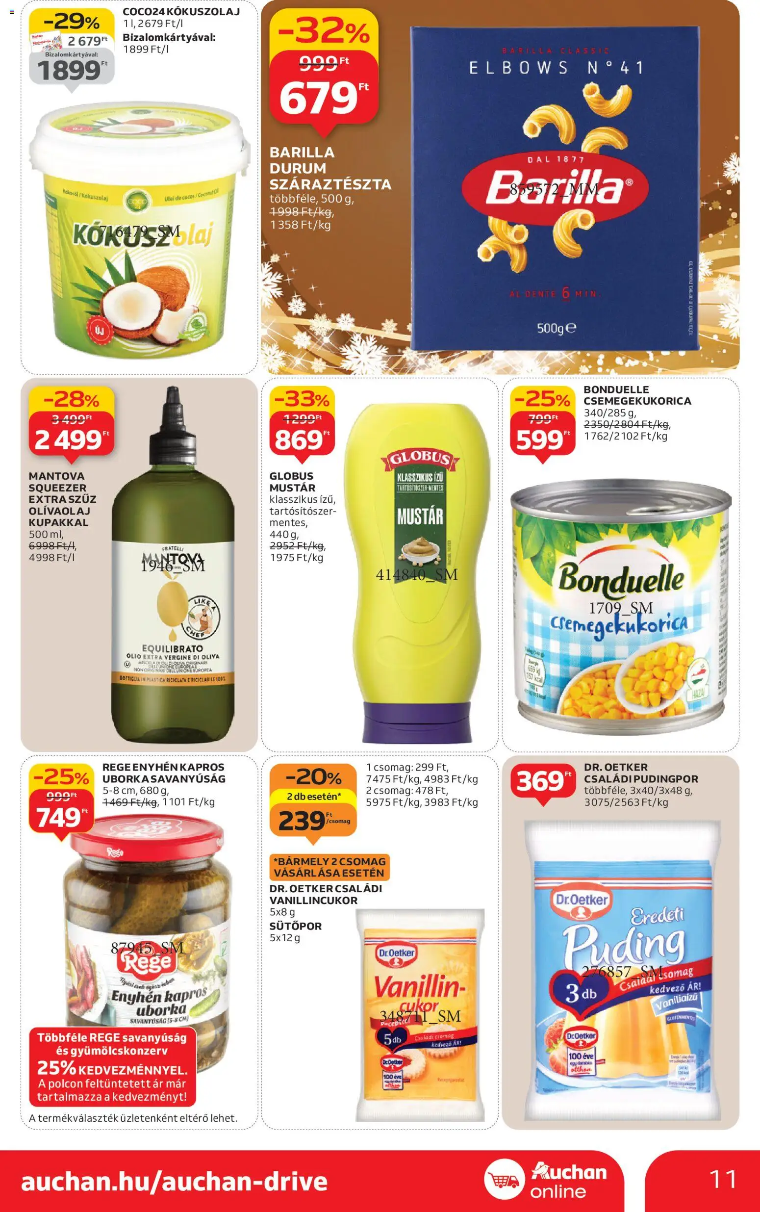 Auchan akciós ujság - amely érvényes a következő dátumtól: 11.12.2025 | Oldal: 11 | Termékek: Csemegekukorica, Kókuszolaj, Vanillincukor, Olívaolaj