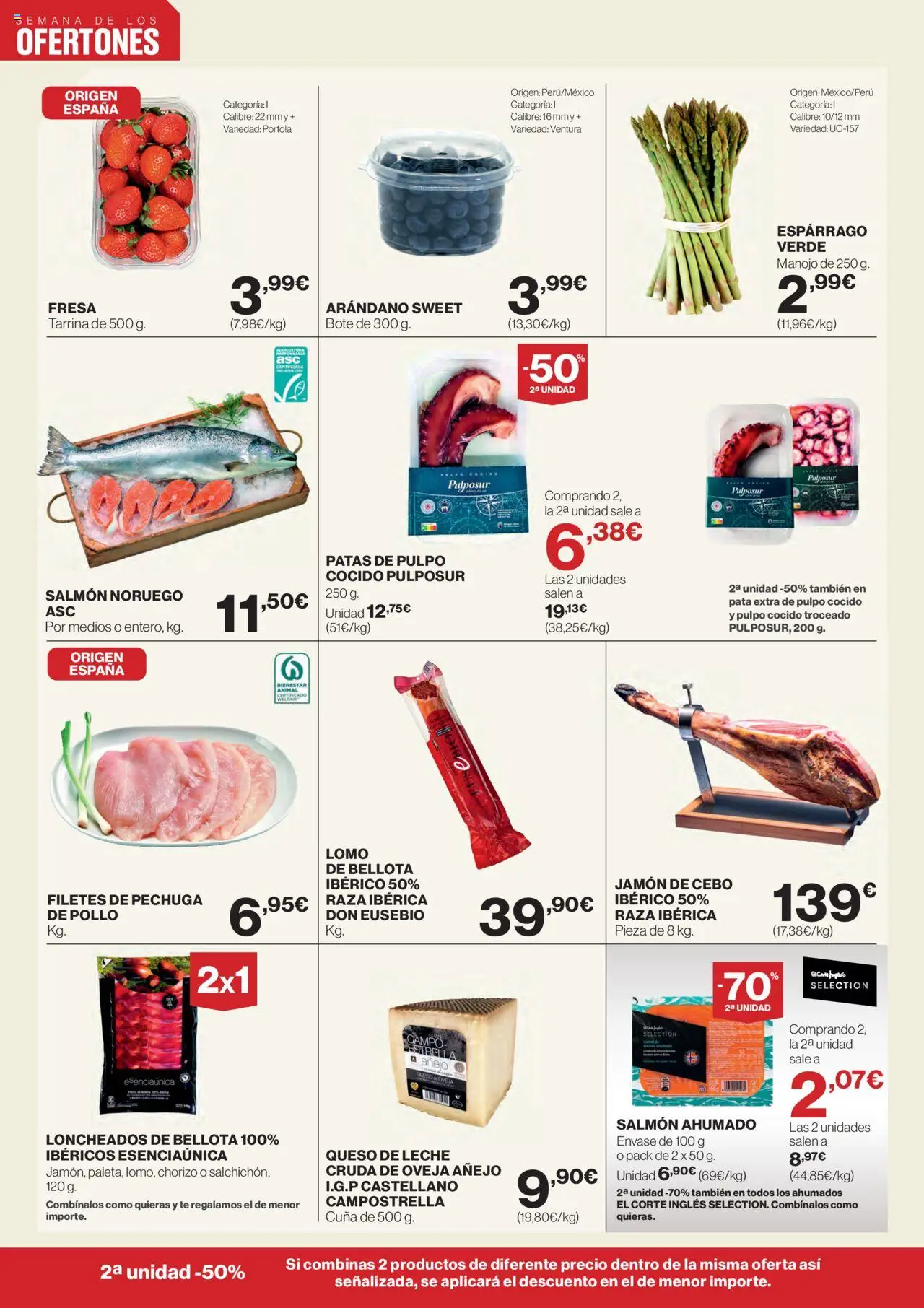 Hipercor catálogo │ válido desde el 09.10.2025 | Página: 2 | Productos: Leche, Jamón, Salmón ahumado, Cuna
