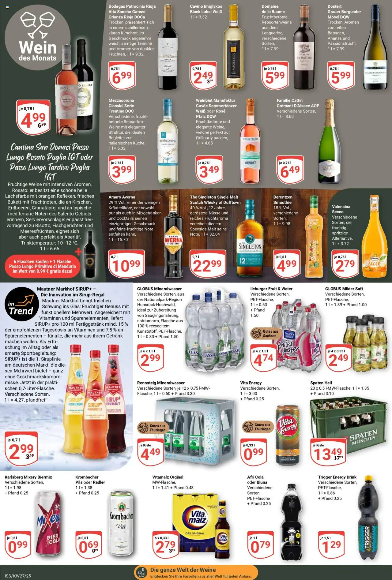 Globus Prospekt 	 - gültig ab dem 30.06.2025 | Seite: 16 | Produkte: Whisky, Orangen, Mixery, Wein