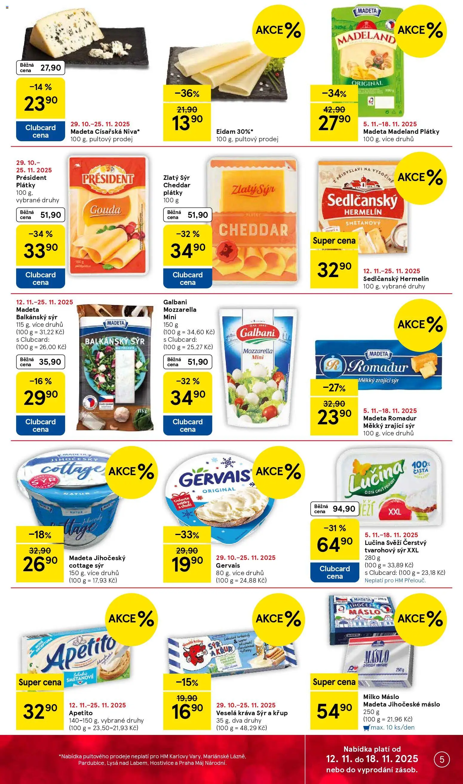 Tesco leták - Hypermarket od 12.11.2025 | Strana: 5 | Produkty: Sýr, Balkánský sýr, Gervais, Cottage cheese