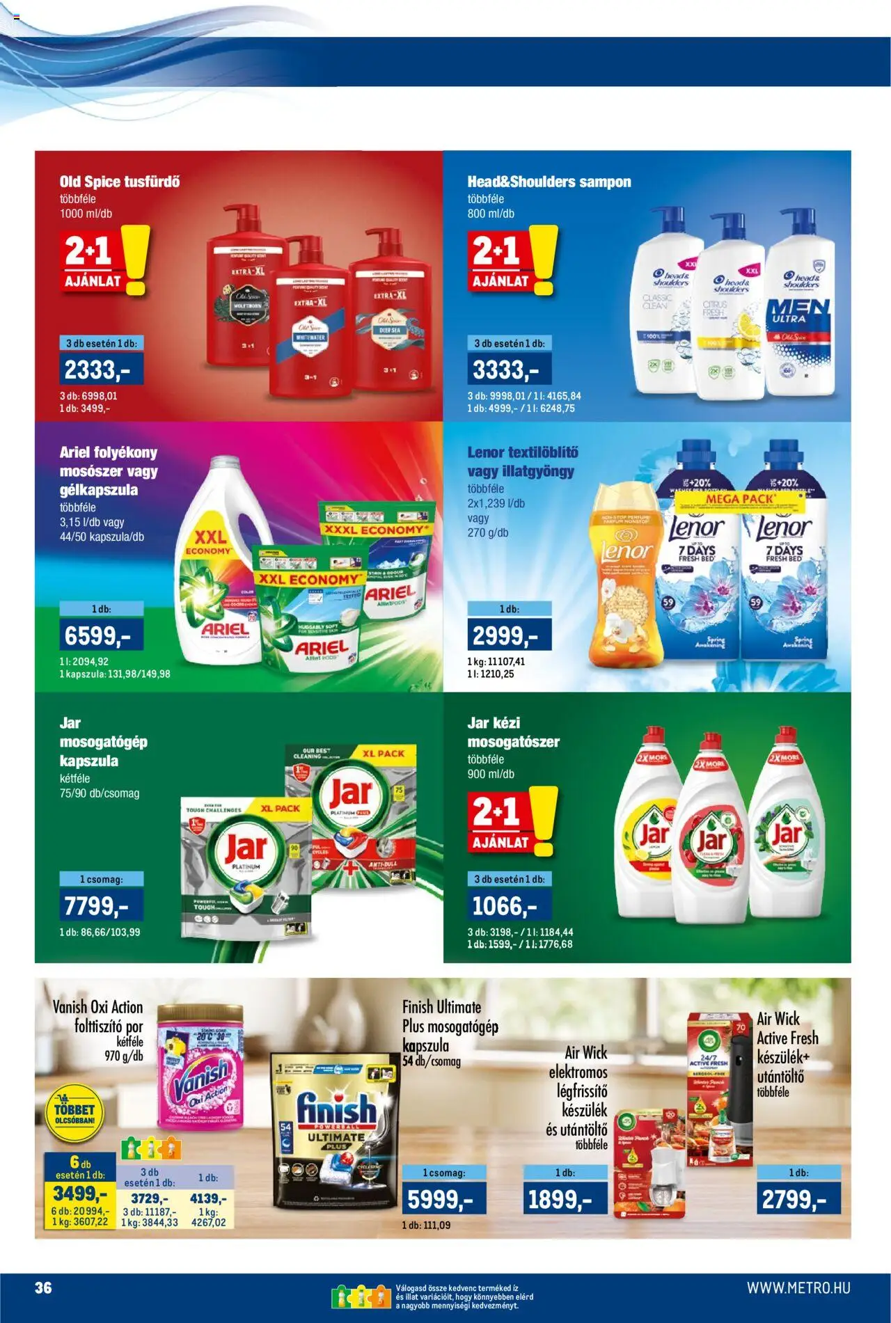 Metro akciós ujság - amely érvényes a következő dátumtól: 16.10.2025 | Oldal: 36 | Termékek: Old spice, Mosogatógép, Tusfürdő, Mosószer