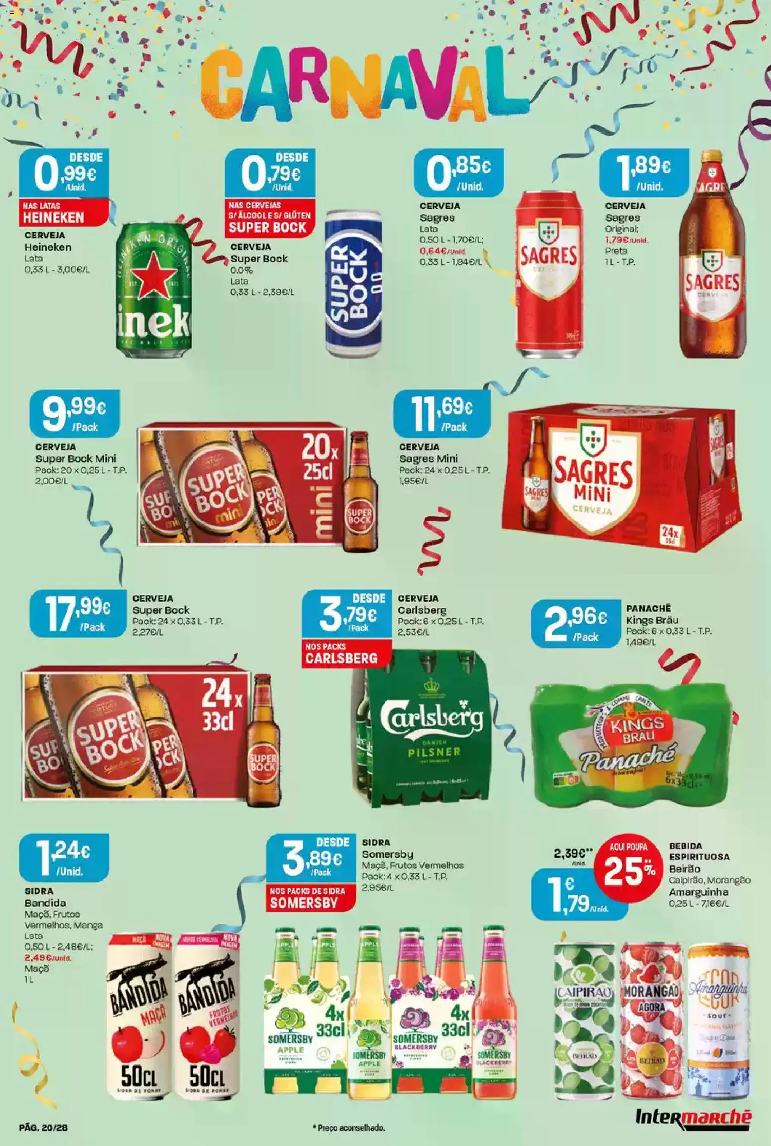Intermarché Folheto Contact │ válido de 12.02.2026 | Página: 20 | Produtos: Super bock, Cerveja, Somersby, Bebida
