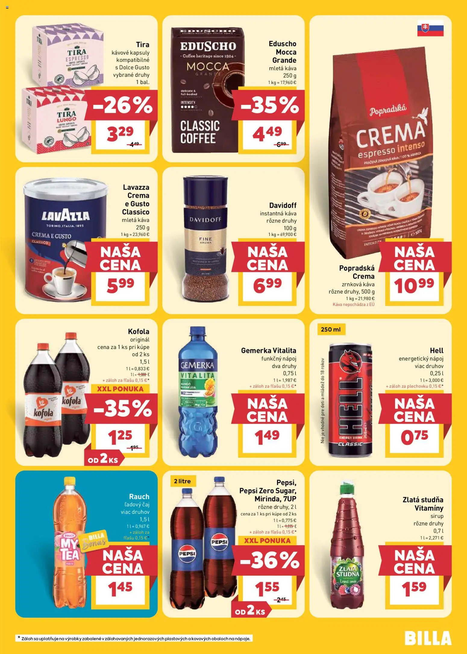 Nové Billa akcie – leták je platný od 15.04.2026 | Strana: 19 | Produkty: Dolce Gusto, Lavazza, Mango, Gemerka