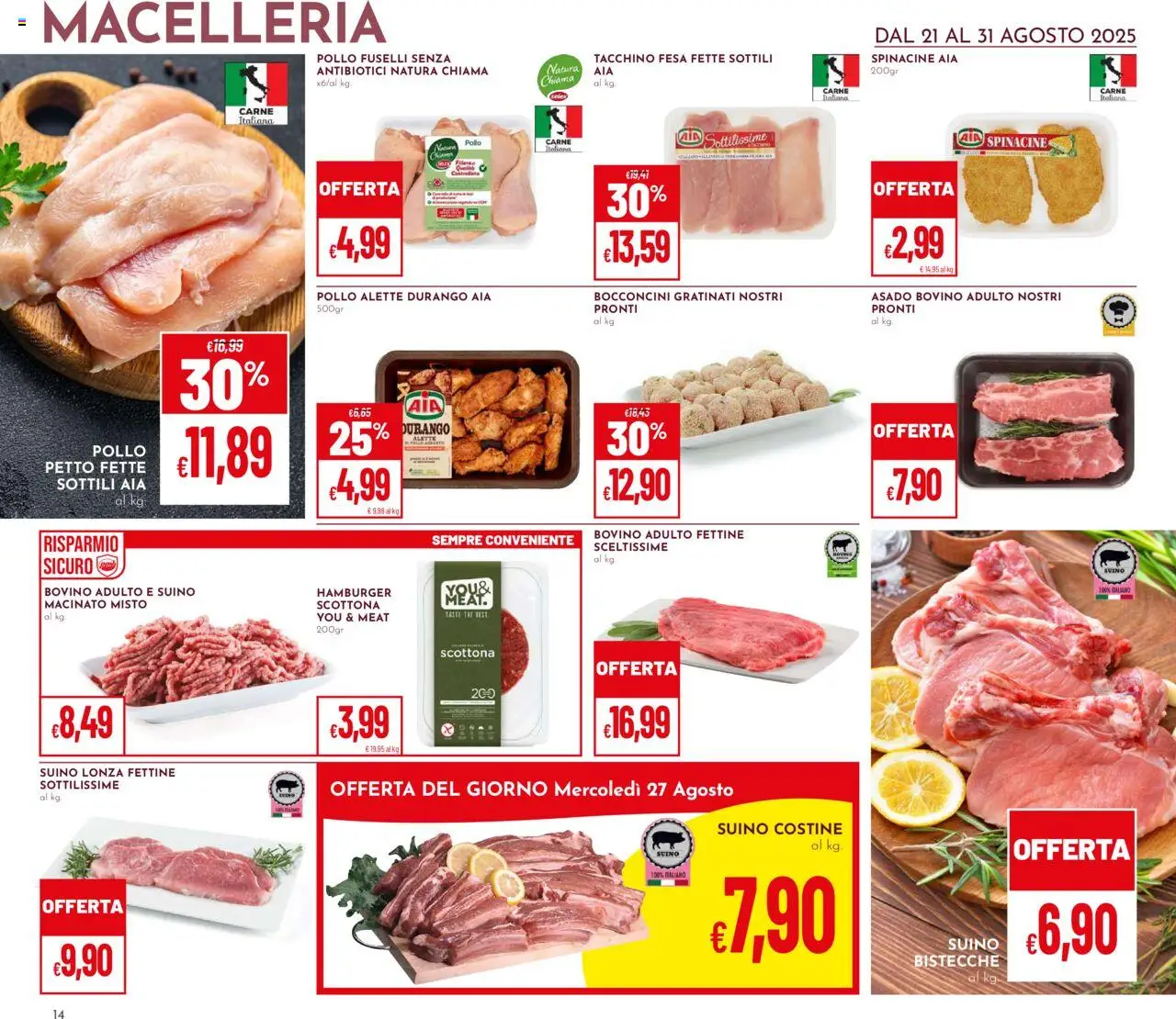 Volantino Pan del 21.08.2025 | Pagina: 14 | Prodotti: Bovino, Tacchino, The, Macinato