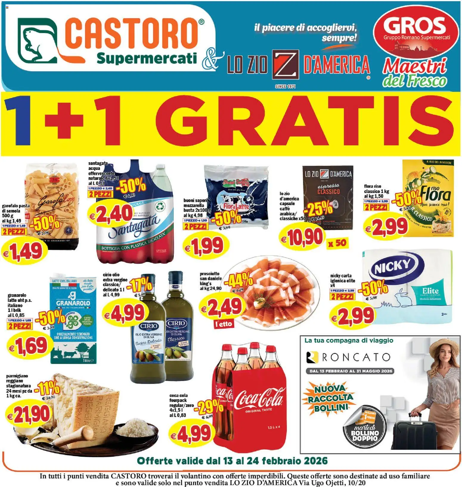 Volantino Il Castoro del 13.02.2026 | Pagina: 1 | Prodotti: Caffè, Riso, Pasta, Coca Cola