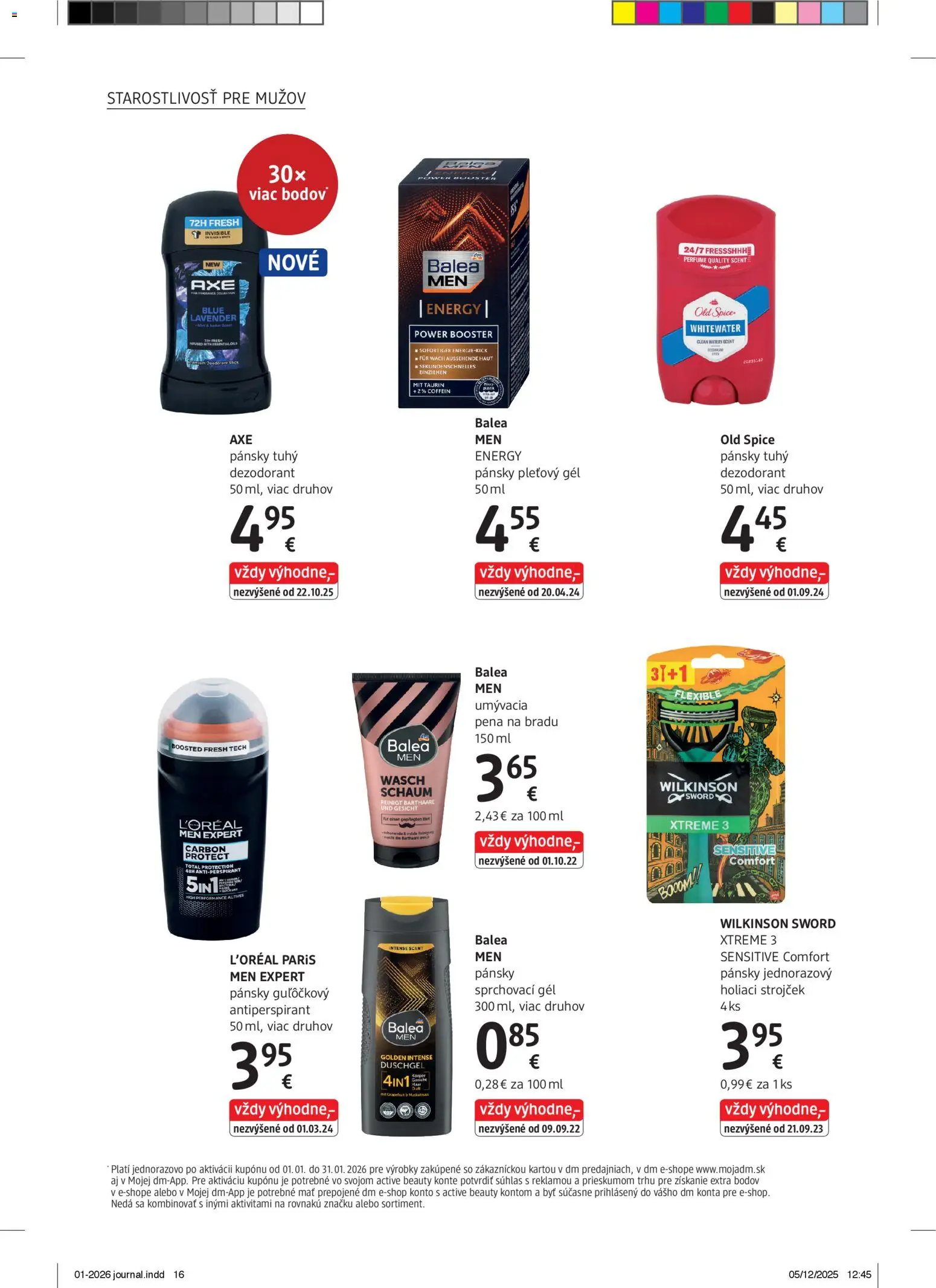 Nové dm drogerie akcie – leták je platný od 01.01.2026 | Strana: 16 | Produkty: Strojček, Holiaci strojček, Antiperspirant