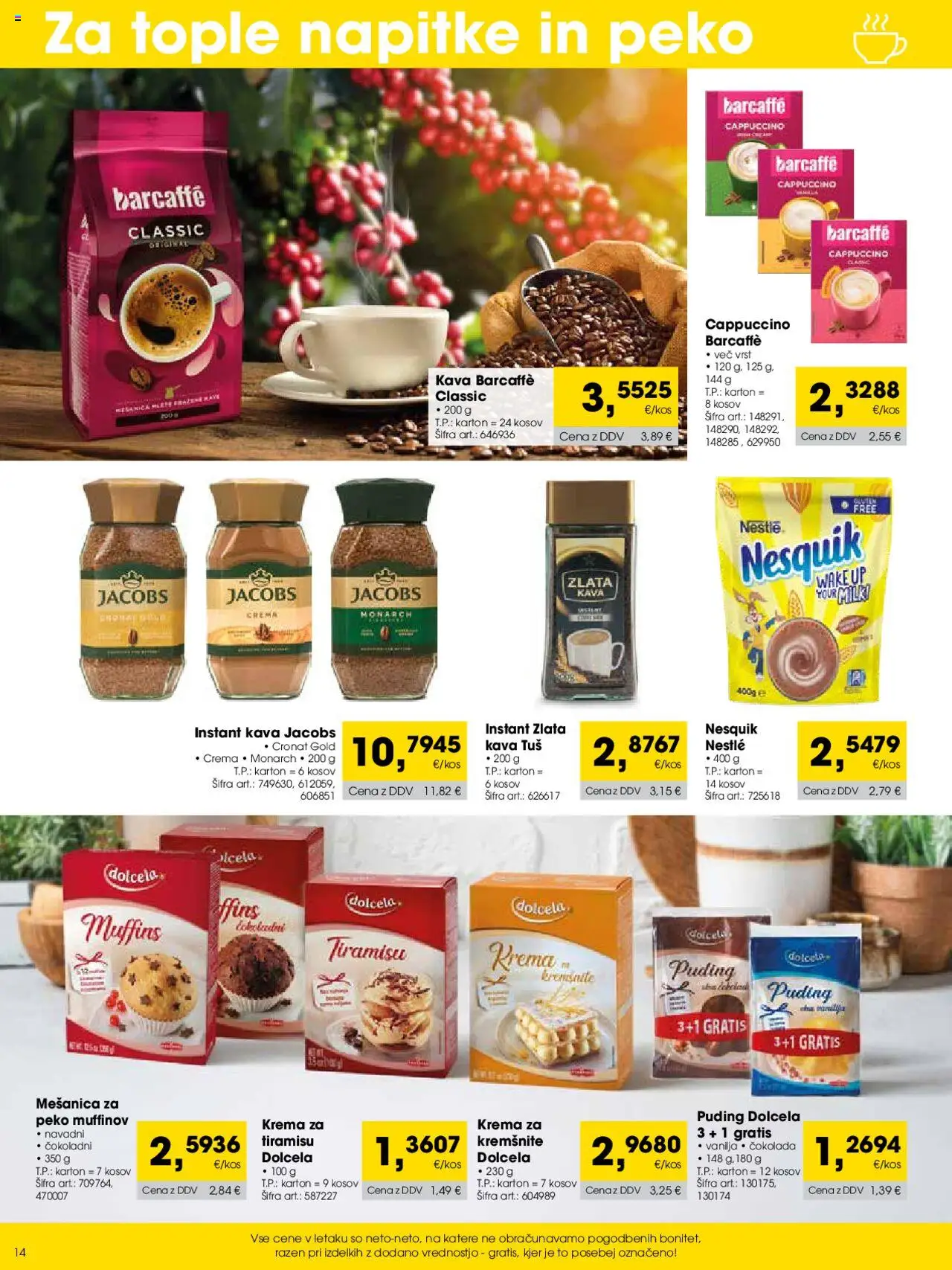 Novi Tuš katalog ponudbe – veljaven od 01.10.2025 | Stran: 14 | Izdelki: Puding, Instant kava, Kava, Cokolada