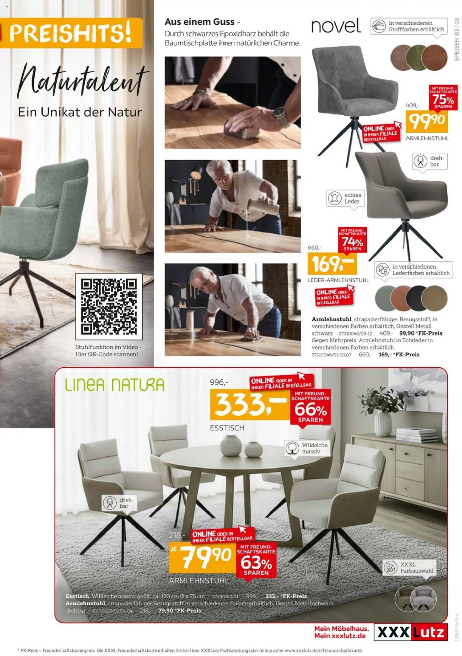 XXXLutz Speisen Preishits – gültig ab 04.04.2026 | Seite: 3 | Produkte: Esstisch, Video