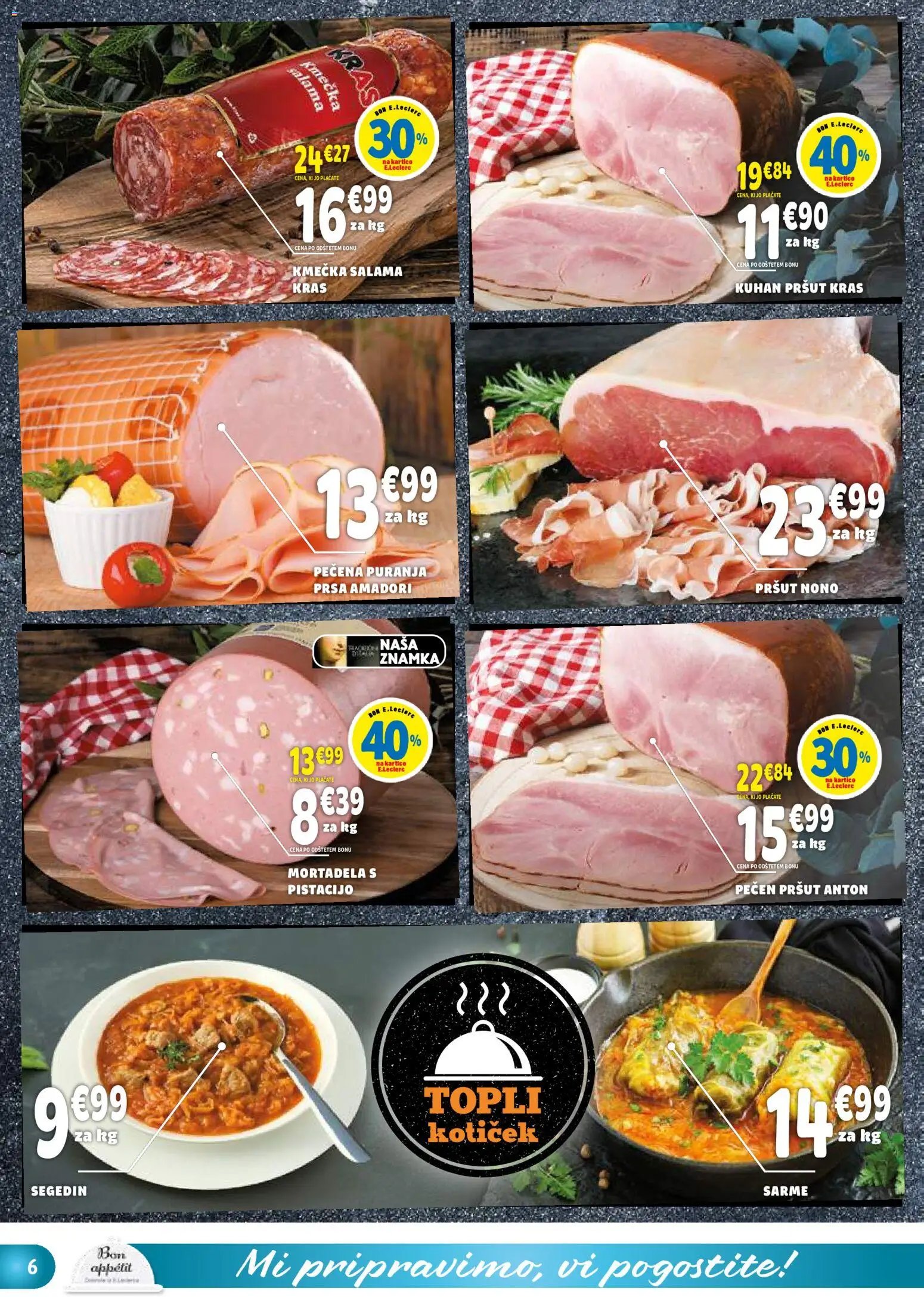 Novi E.leclerc katalog ponudbe – veljaven od 27.12.2025 | Stran: 6 | Izdelki: Pršut, Mortadela, Salama