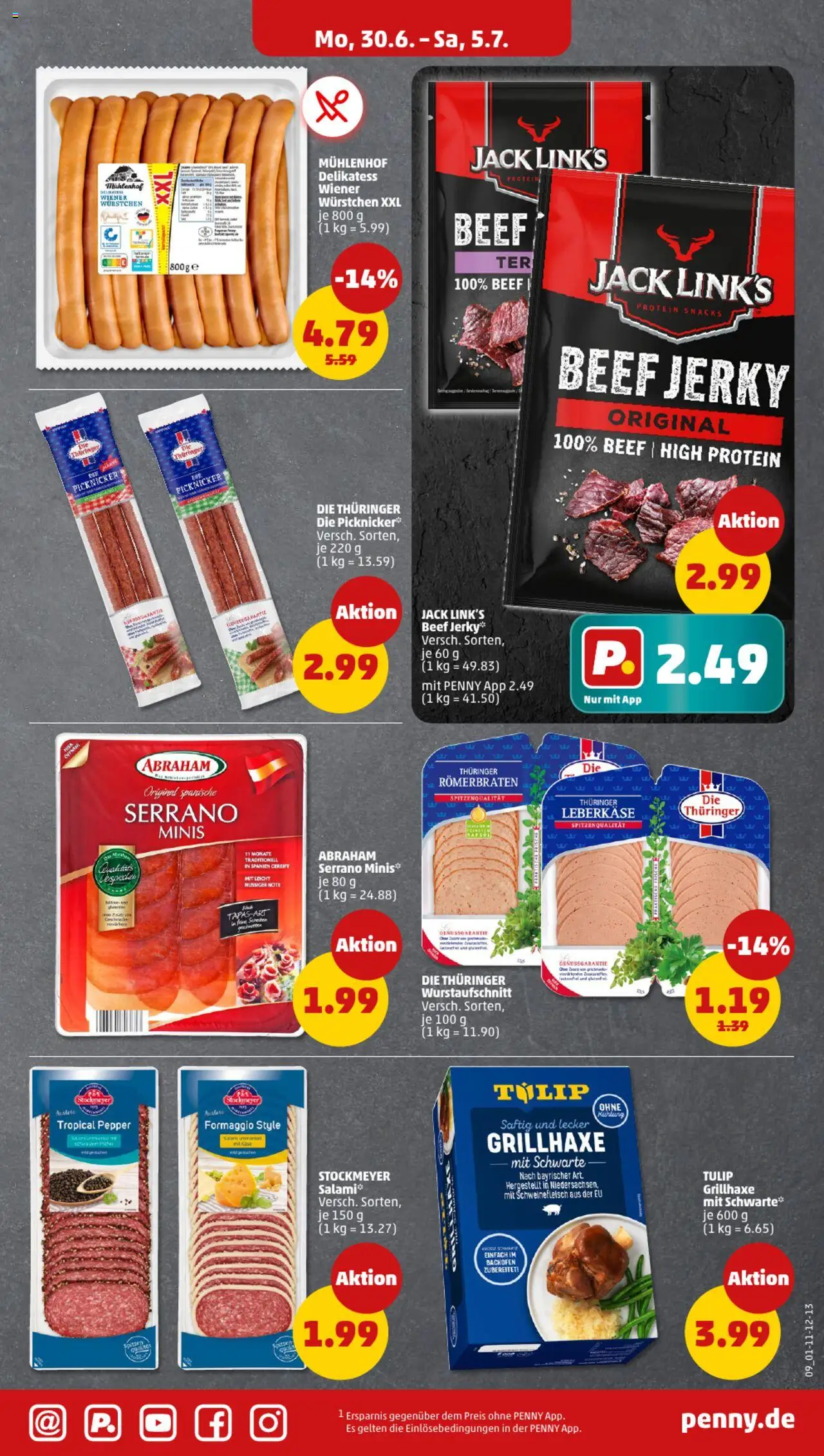 Penny Prospekt 	 - gültig ab dem 30.06.2025 | Seite: 9 | Produkte: Wiener wurstchen, Backofen, Salami, Schweinefleisch