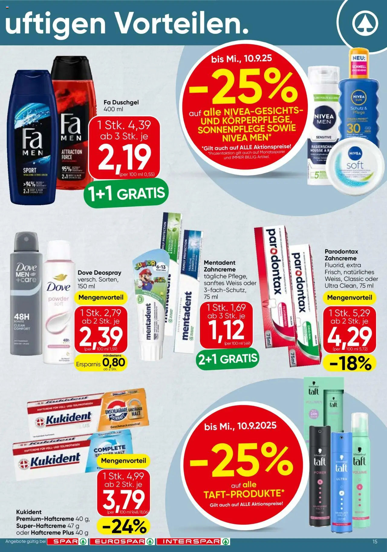 Spar Flugblatt - Salzburg gültig ab 04.09.2025 | Seite: 15 | Produkte: Duschgel