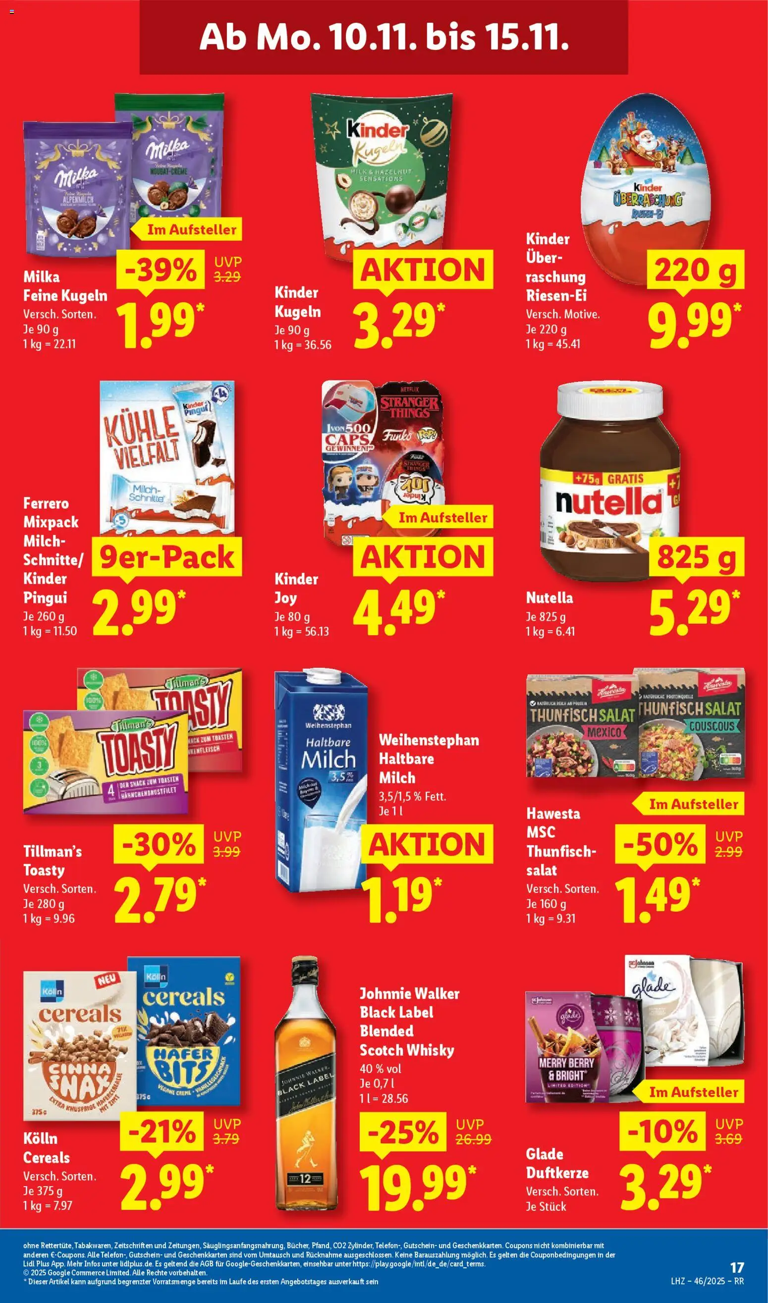 Lidl Prospekt Düsseldorf – gültig ab 10.11.2025 | Seite: 23 | Produkte: Kolln, Milka, Creme, Johnnie walker