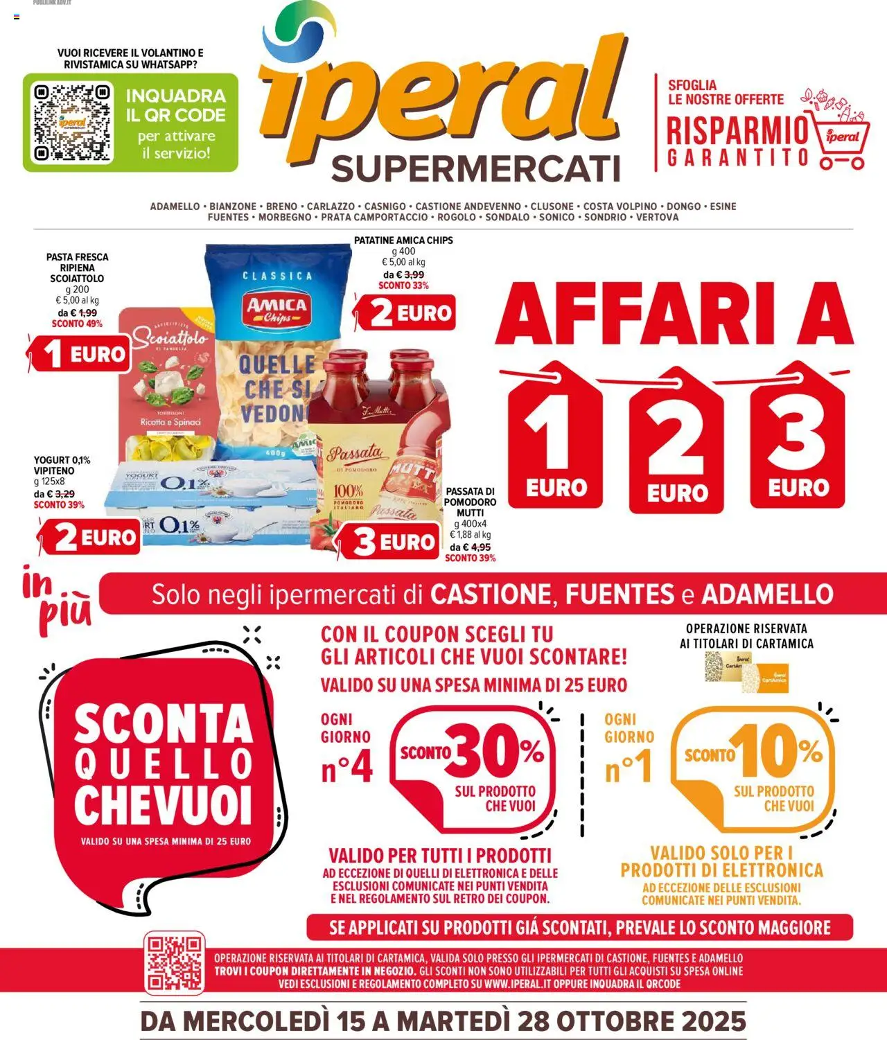 Volantino Iperal del 15.10.2025 | Pagina: 1 | Prodotti: Patatine, Pomodoro, Pasta, Spinaci