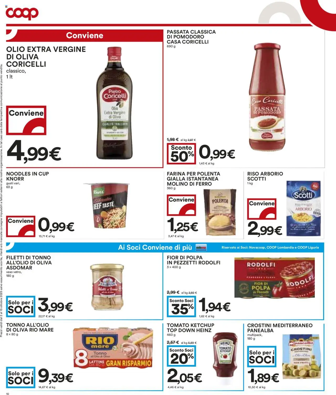 Volantino COOP del 02.10.2025 | Pagina: 10 | Prodotti: Riso, Farina, Crostini, Olio extra vergine