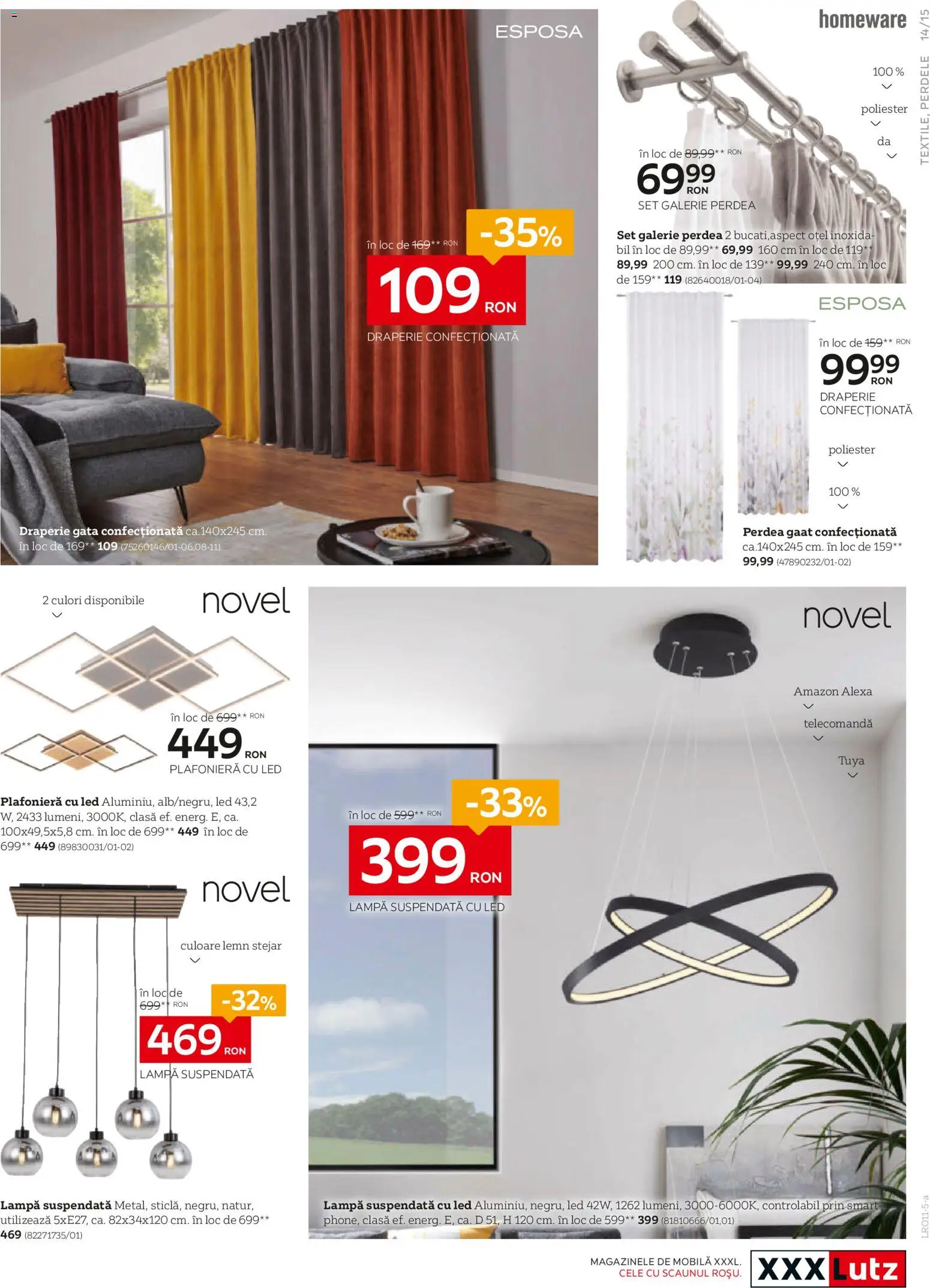 Noul catalog XXXLutz – valabil de la 03.11.2025 | Pagină: 15 | Produse: Plafonieră, Babak, Lampă, Perdea