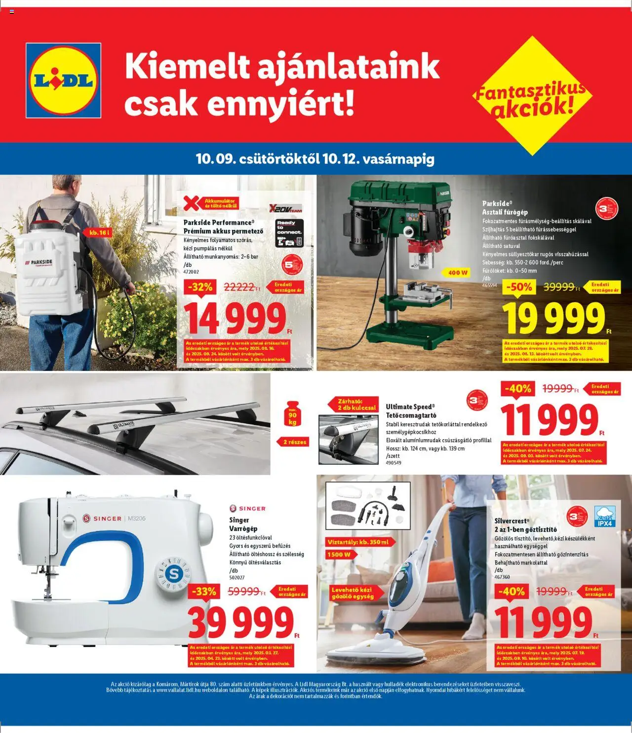 Lidl akciós ujság - amely érvényes a következő dátumtól: 09.10.2025 | Oldal: 4 | Termékek: Parkside, Gőztisztító, Permetező, Akkumulátor