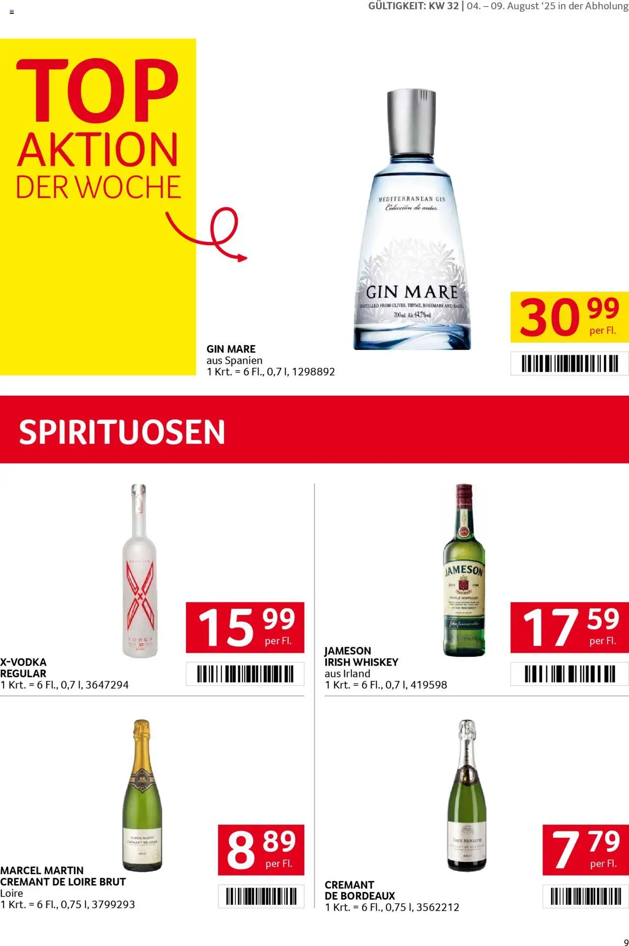 Transgourmet Flugblatt gültig ab 03.08.2025 | Seite: 9 | Produkte: Gin, Whiskey