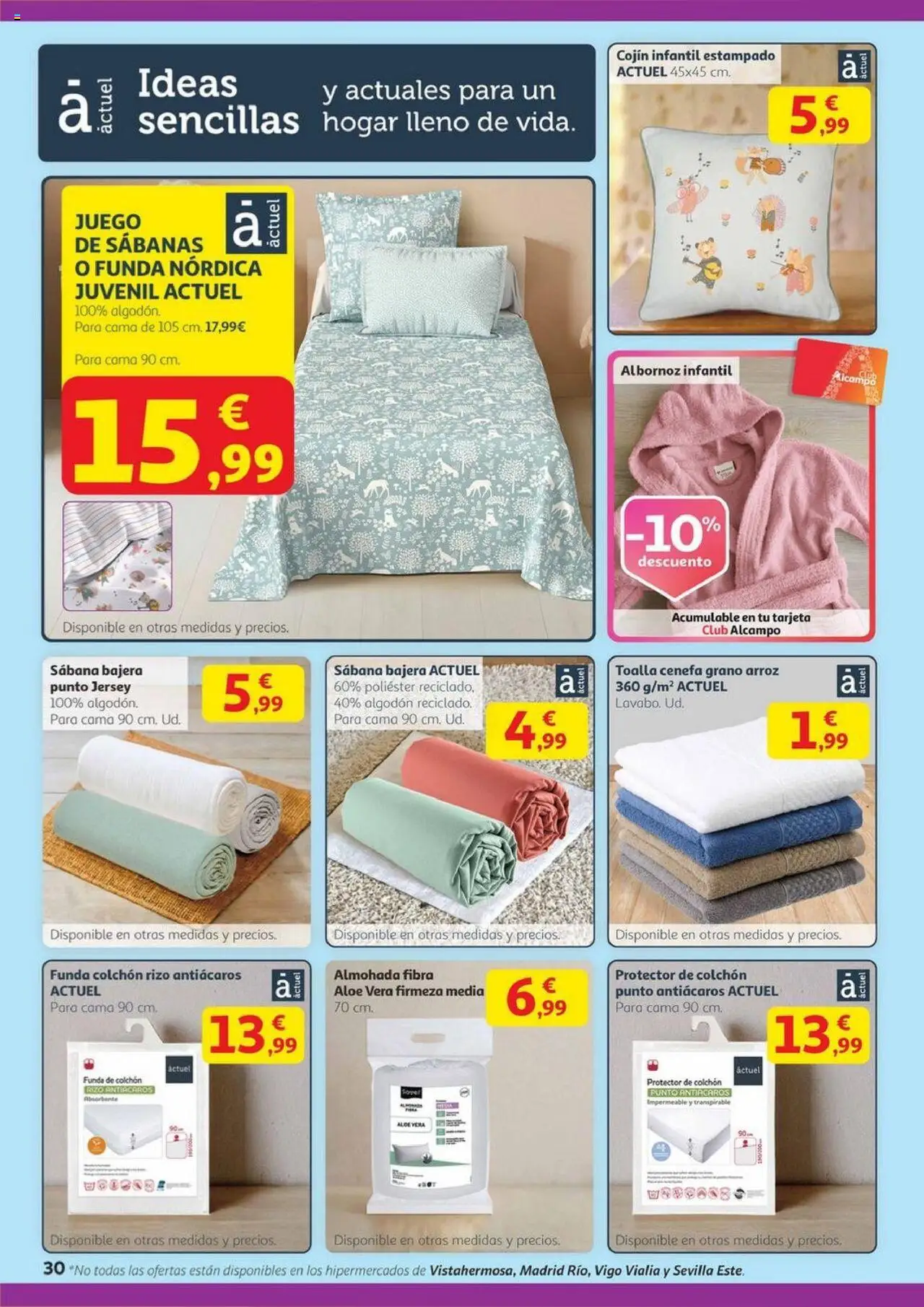 Alcampo - Canarias │ válido desde el 14.08.2025 | Página: 30 | Productos: Juego de sábanas, Colchon, Almohada, Cojín