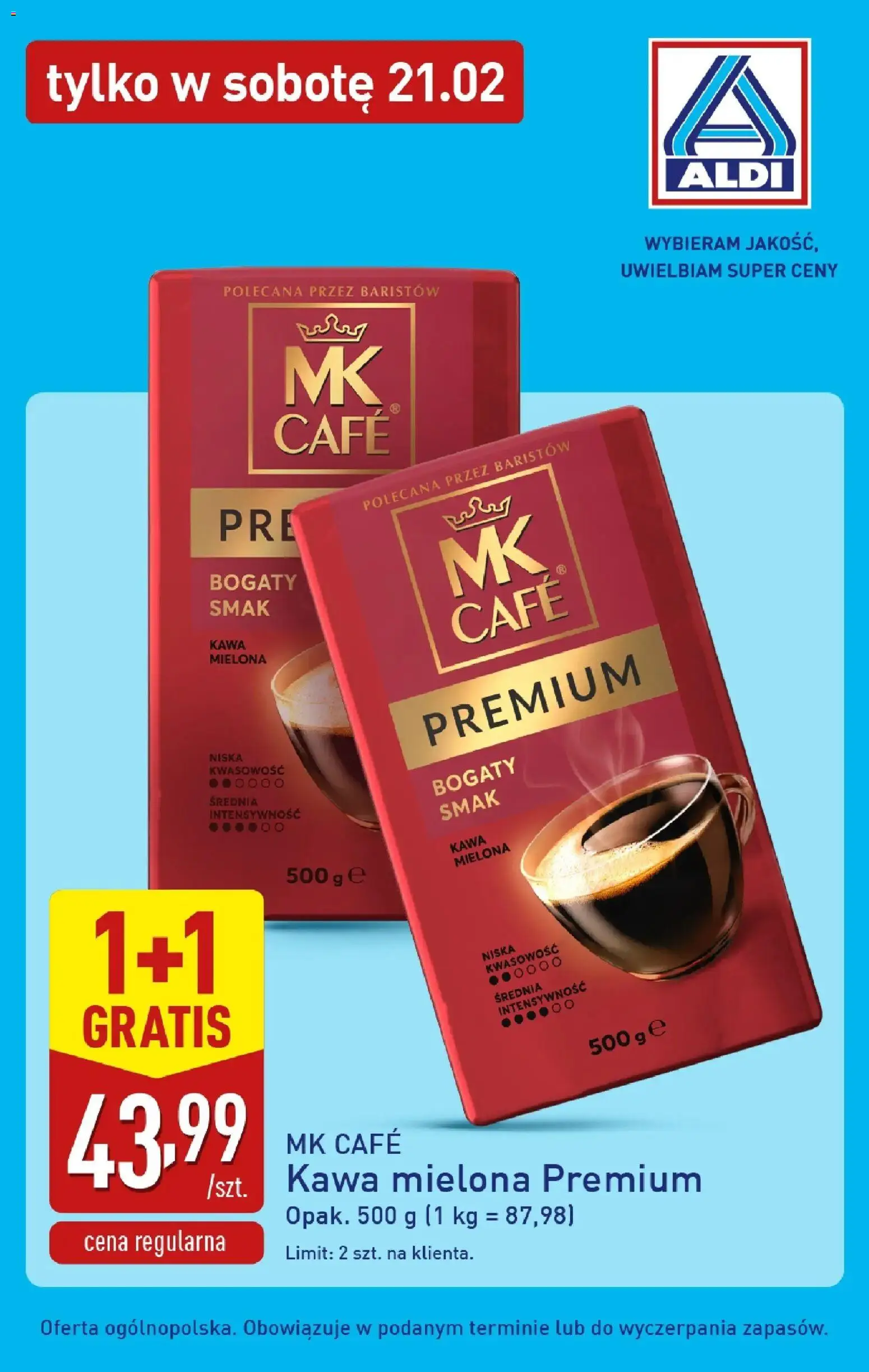 Aldi Gazetka - Tylko w sobotę od 21.02.2026 | Strona: 7 | Produkty: Kawa