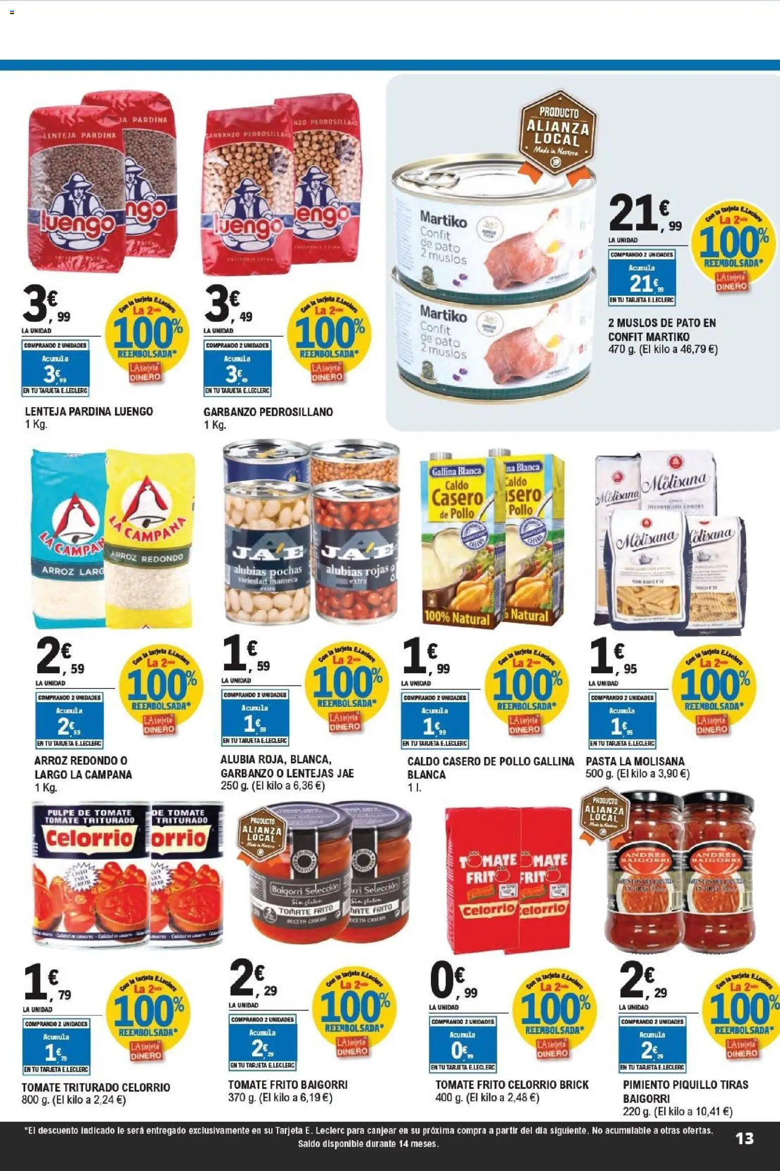 E.Leclerc folleto Super ofertas │ válido desde el 01.04.2026 | Página: 13 | Productos: Arroz, Pasta, Κάδος απορρυμάτων, Tomate triturado