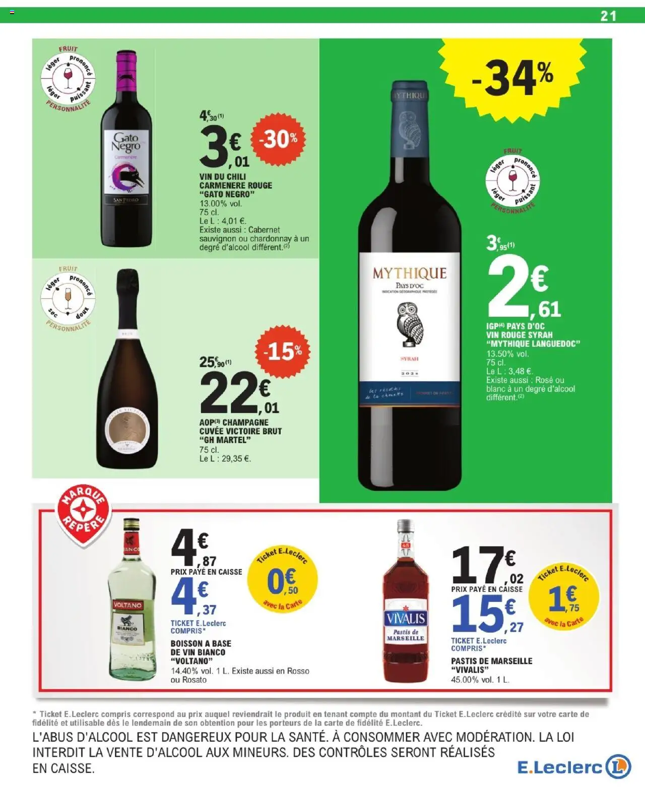  | Page: 21 | Produits: Pastis, Base, Champagne, Vin
