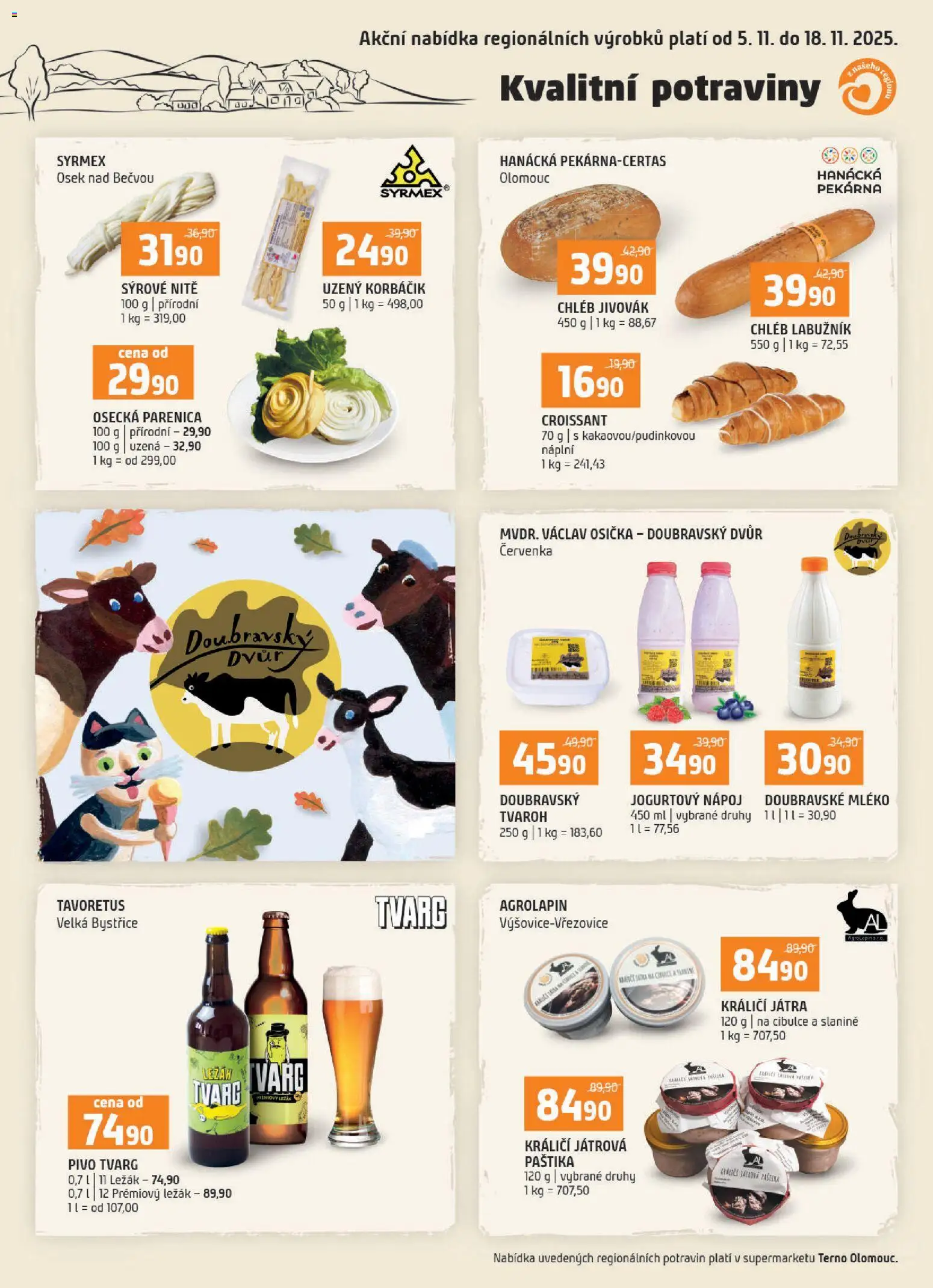 Terno leták - Olomouc od 05.11.2025 | Strana: 16 | Produkty: Parenica, Mléko, Pivo, Croissant