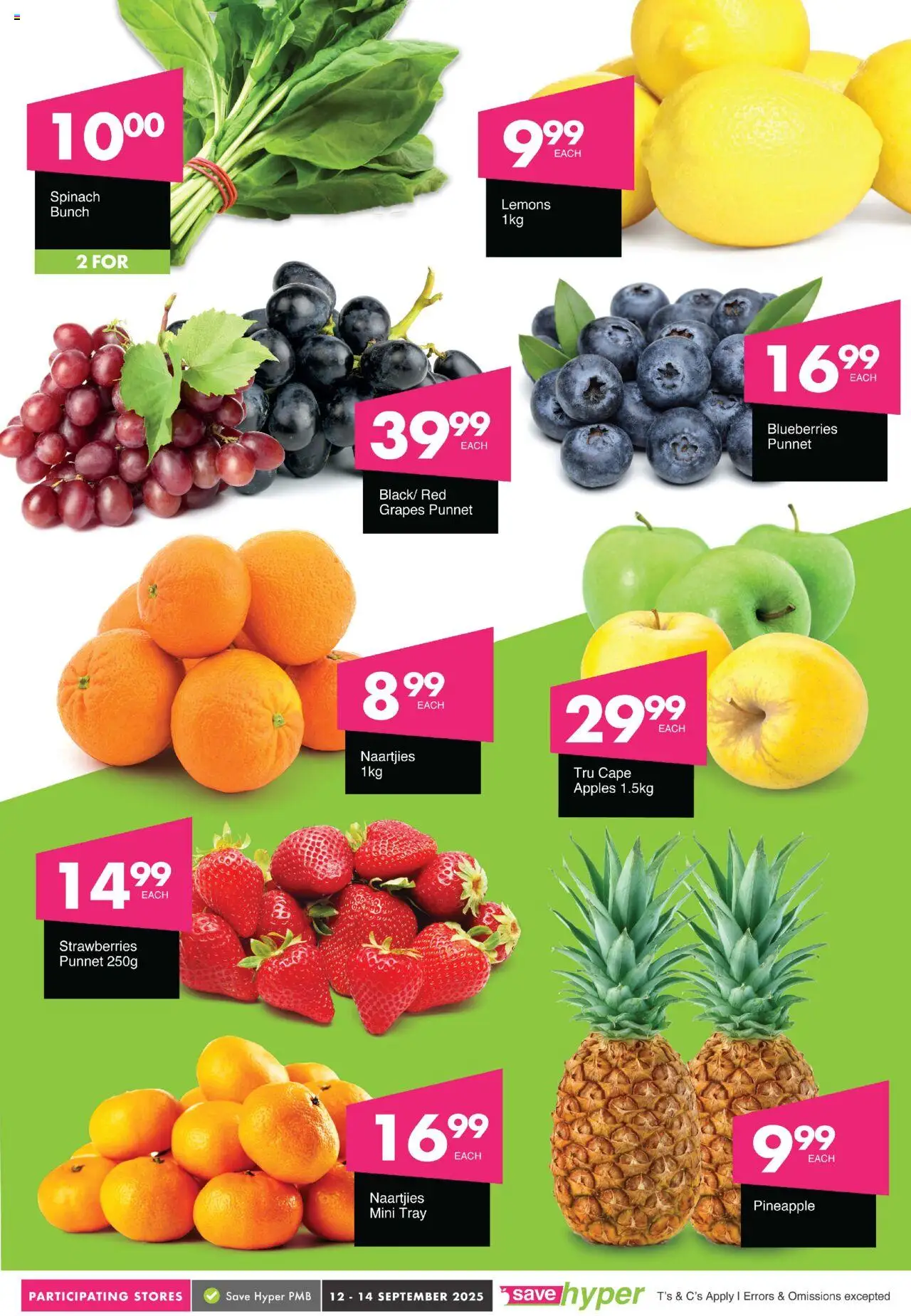 New Save catalogue – valid from 12.09.2025 | Page: 5 | Products: Tray, Apples, Pineapple, Grapes