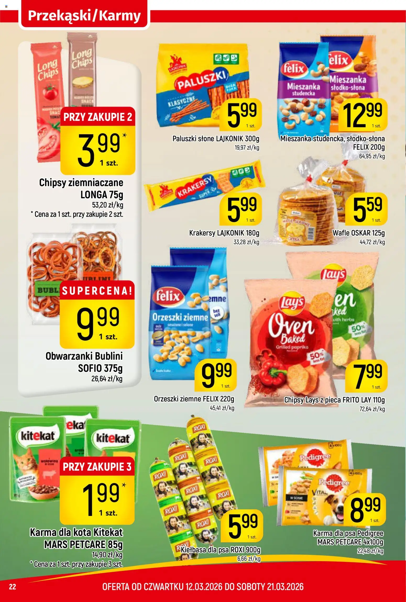 Piotruś Pan gazetka od 12.03.2026 | Strona: 22 | Produkty: Chipsy, Wafle, Pedigree, Karma dla psa pedigree