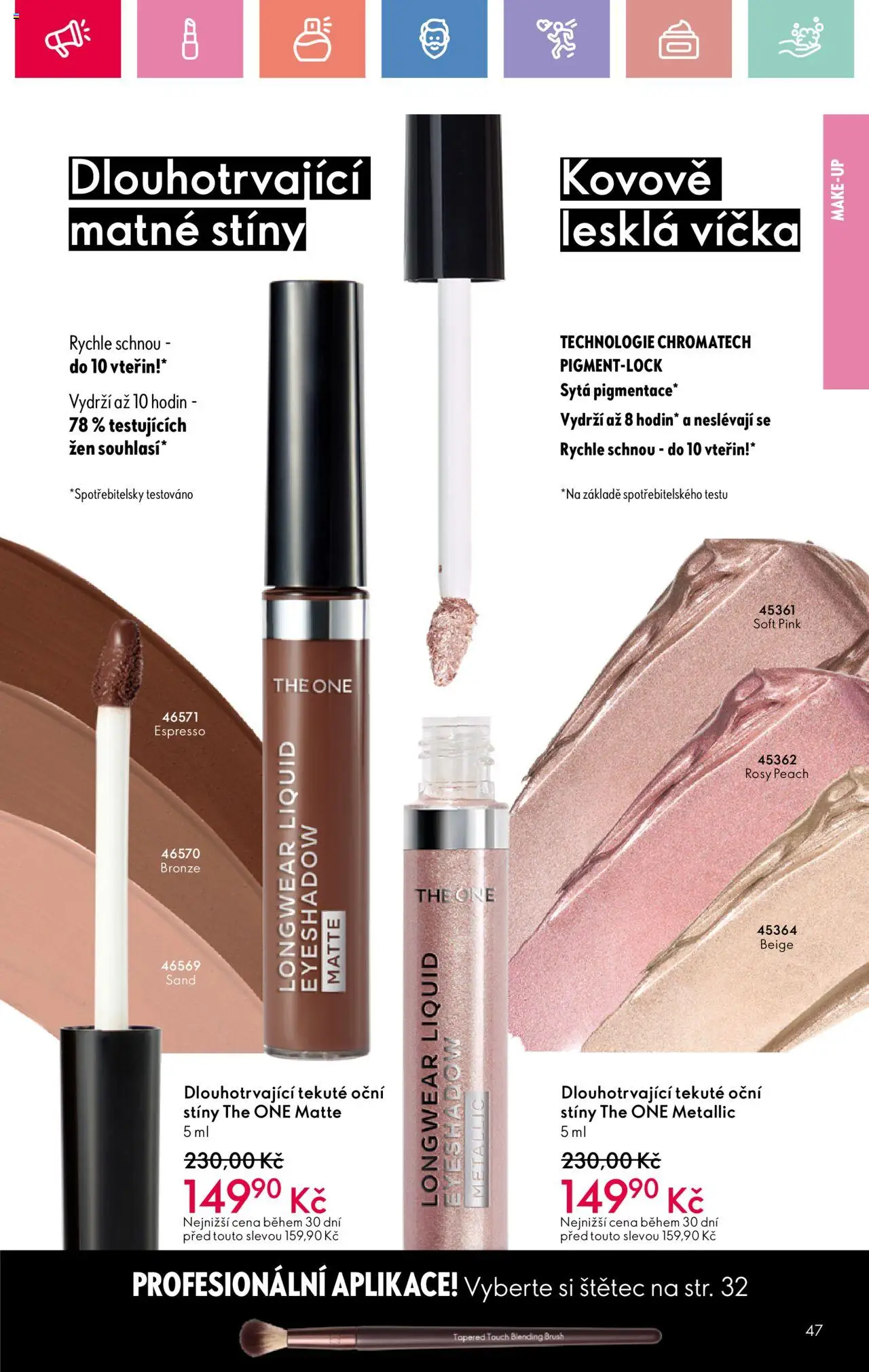 Oriflame katalog č.10/2025 od 06.07.2025 | Strana: 47 | Produkty: Makeup, Štětec, Oční stíny
