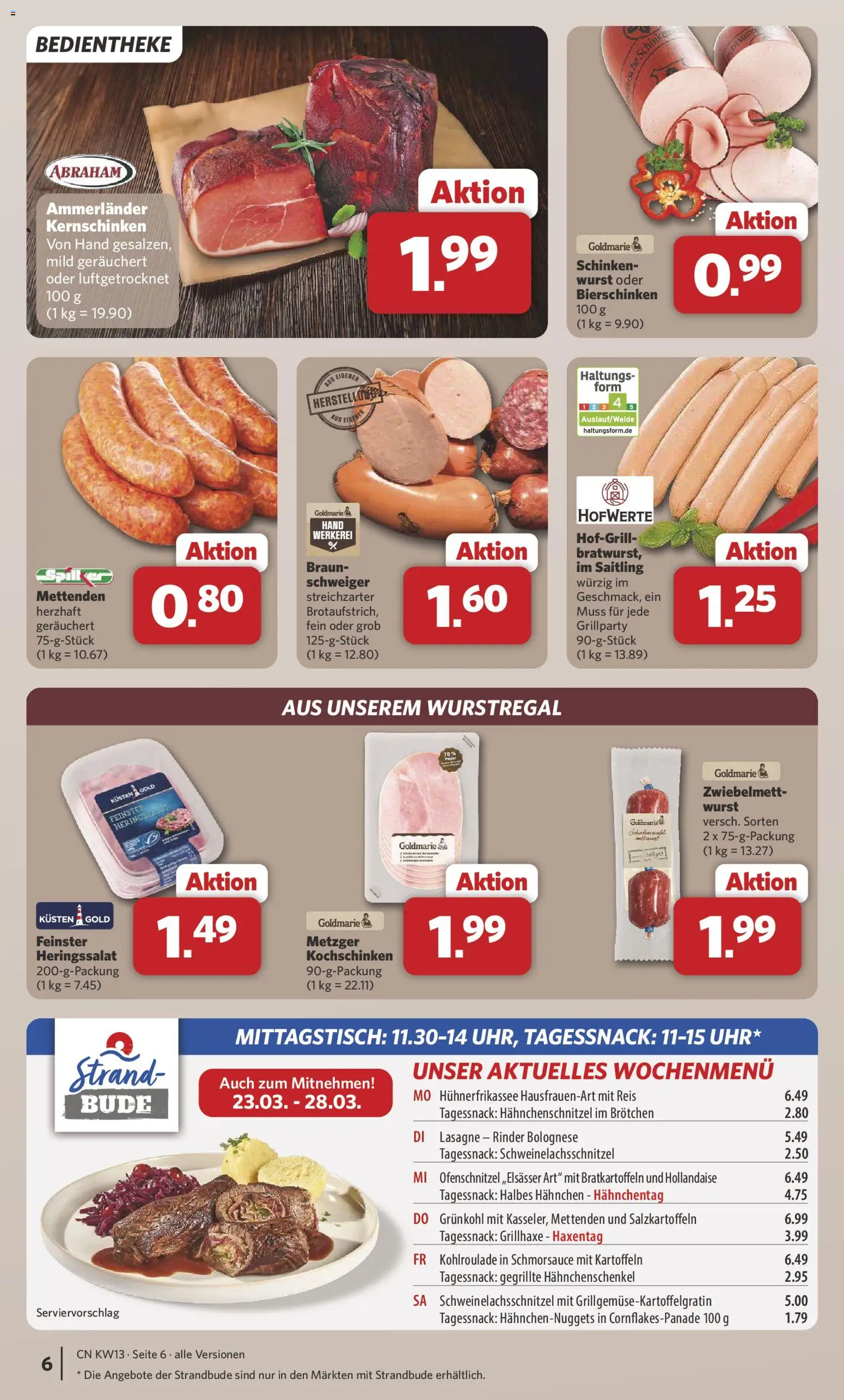 Combi Prospekt 	 – gültig ab 23.03.2026 | Seite: 6 | Produkte: Hahnchenschenkel, Wurst, Schinken, Reis