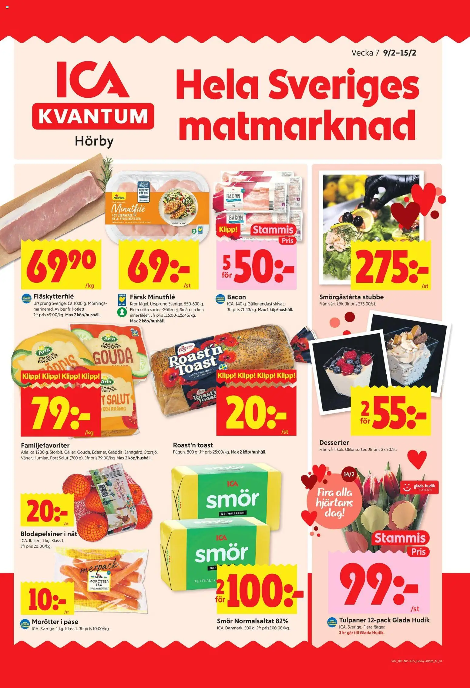 ICA Kvantum reklamblad aktuell från 09.02.2026 | Sida: 1 | Produkter: Bacon, Galler, Fläskytterfilé, Smör