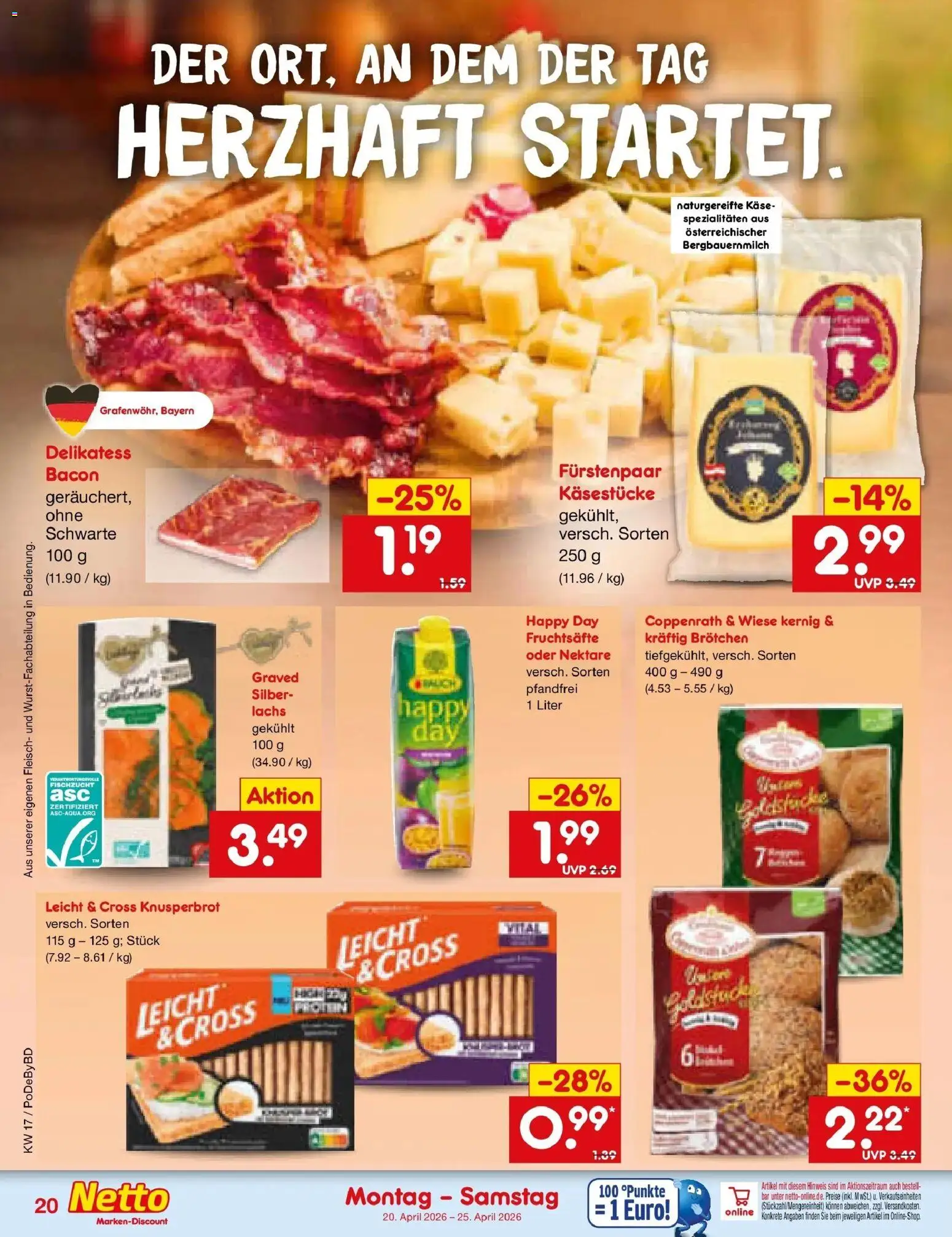 Netto Marken-Discount Prospekt Buttenwiesen	 – gültig ab 20.04.2026 | Seite: 22 | Produkte: Käse, Lachs, Fleisch