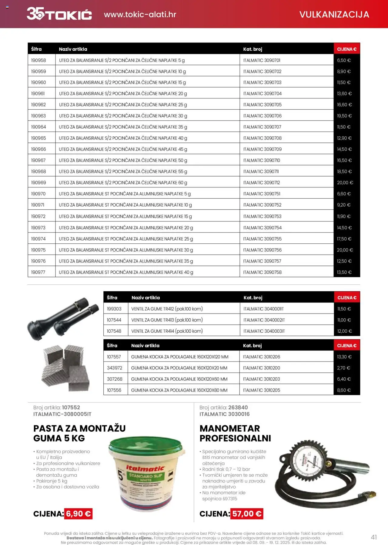 Tokić katalog | vrijedi od 08.09.2025 | Stranica: 41 | Proizvodi: Manometar, Ventil, Pasta