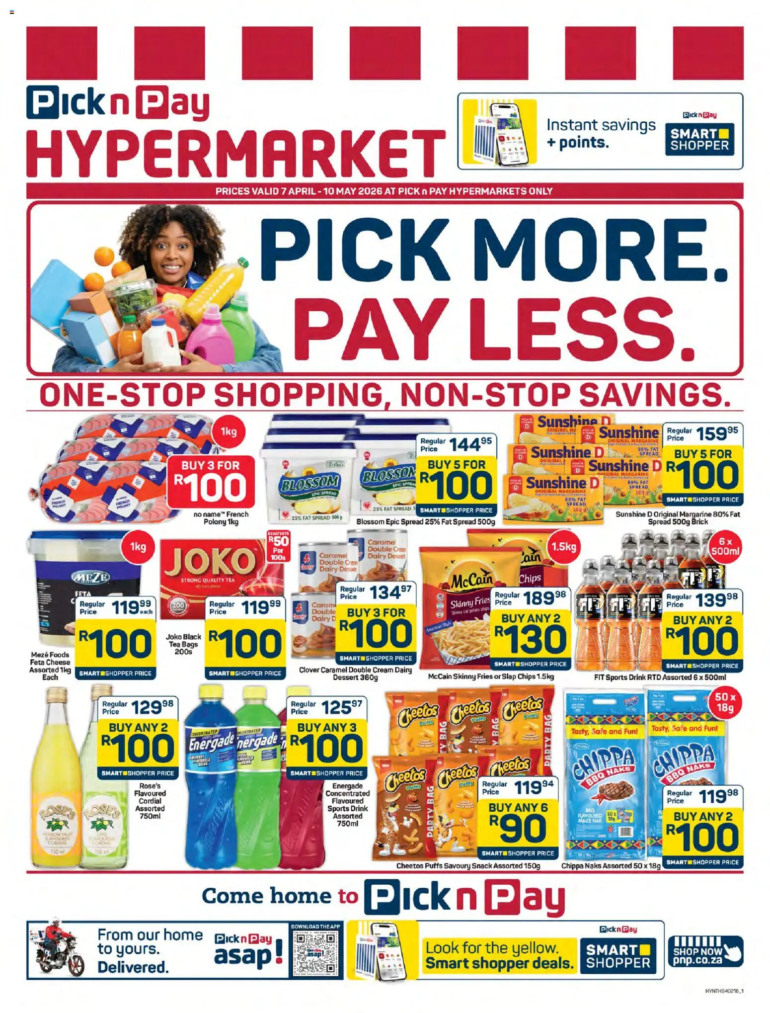 New Pick n Pay catalogue – valid from 07.04.2026 | Page: 1 | Products: Bag, Tea, Máscara de pestañas, Caramel