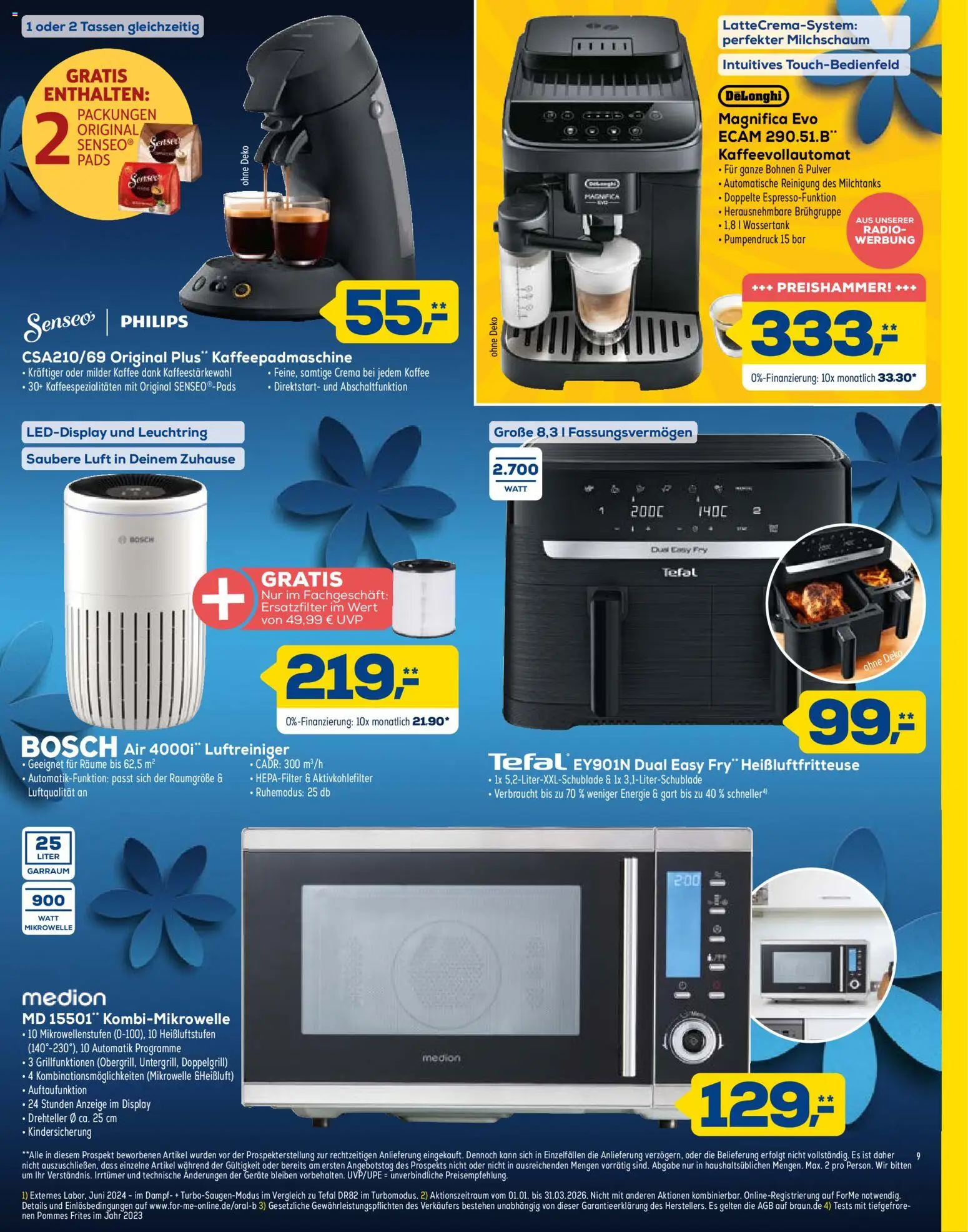 Euronics Technik in voller Blüte – gültig ab 28.02.2026 | Seite: 9 | Produkte: Philips, Mikrowelle, Luftreiniger, Kaffeevollautomat