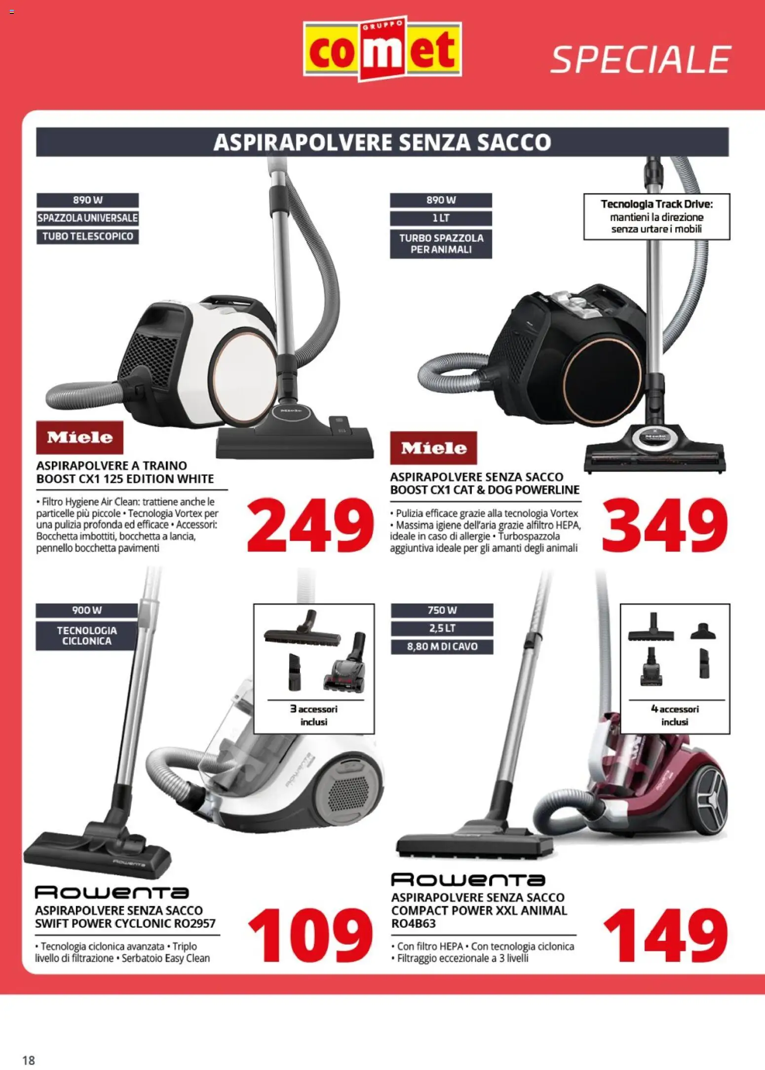 Volantino Comet del 24.04.2026 | Pagina: 18 | Prodotti: Spazzola, Tubo, Cavo, Miele