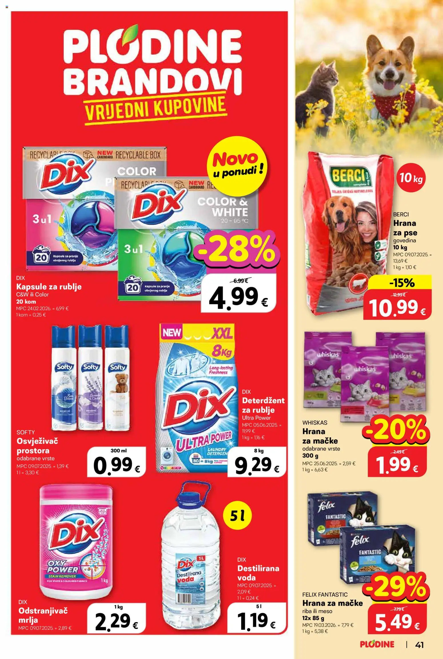 Plodine katalog | vrijedi od 22.04.2026 | Stranica: 41 | Proizvodi: Whiskas, Meso, Deterdžent, Voda