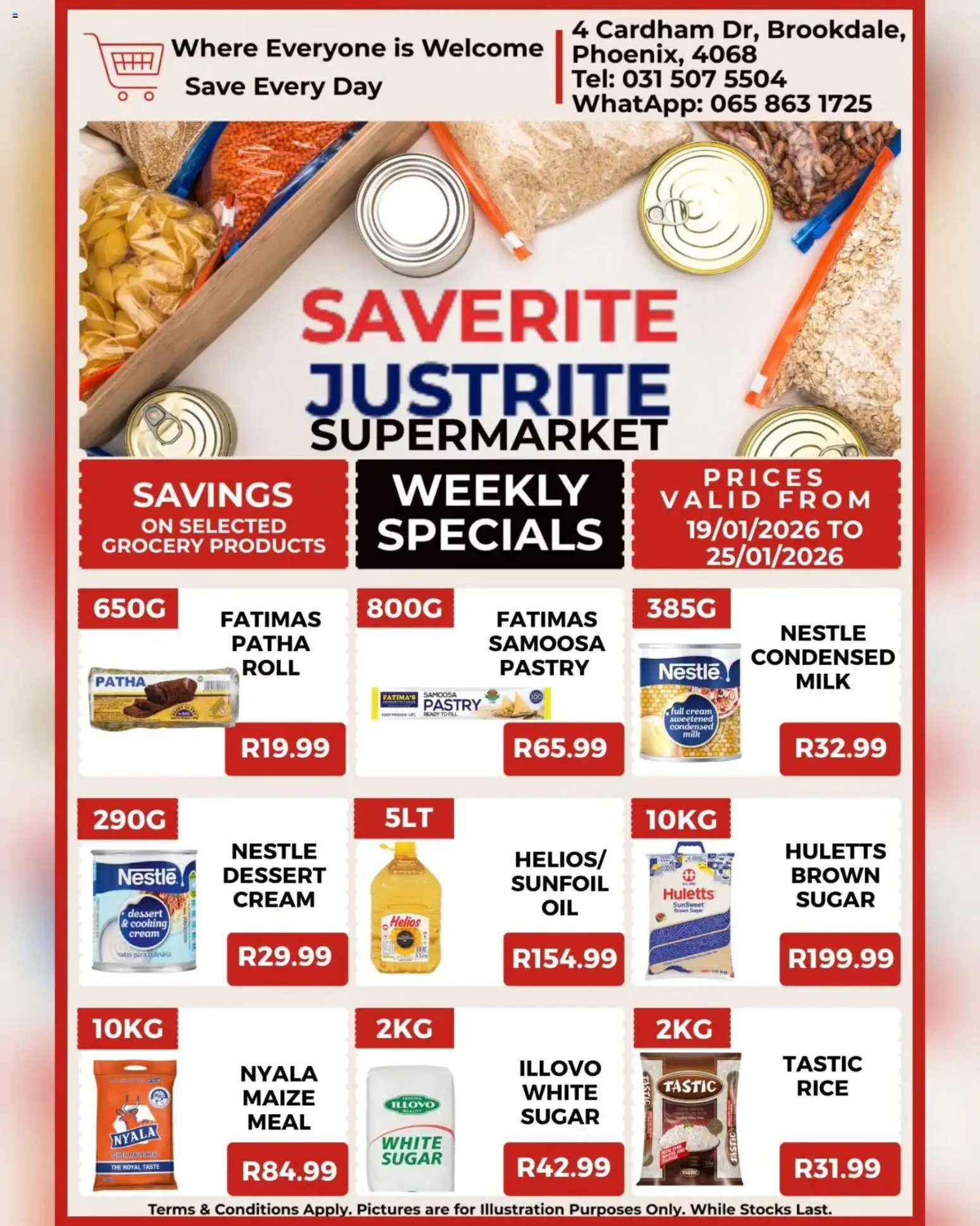 New Saverite catalogue – valid from 19.01.2026 | Page: 1 | Products: Milk, Rice, Cream, Sugar