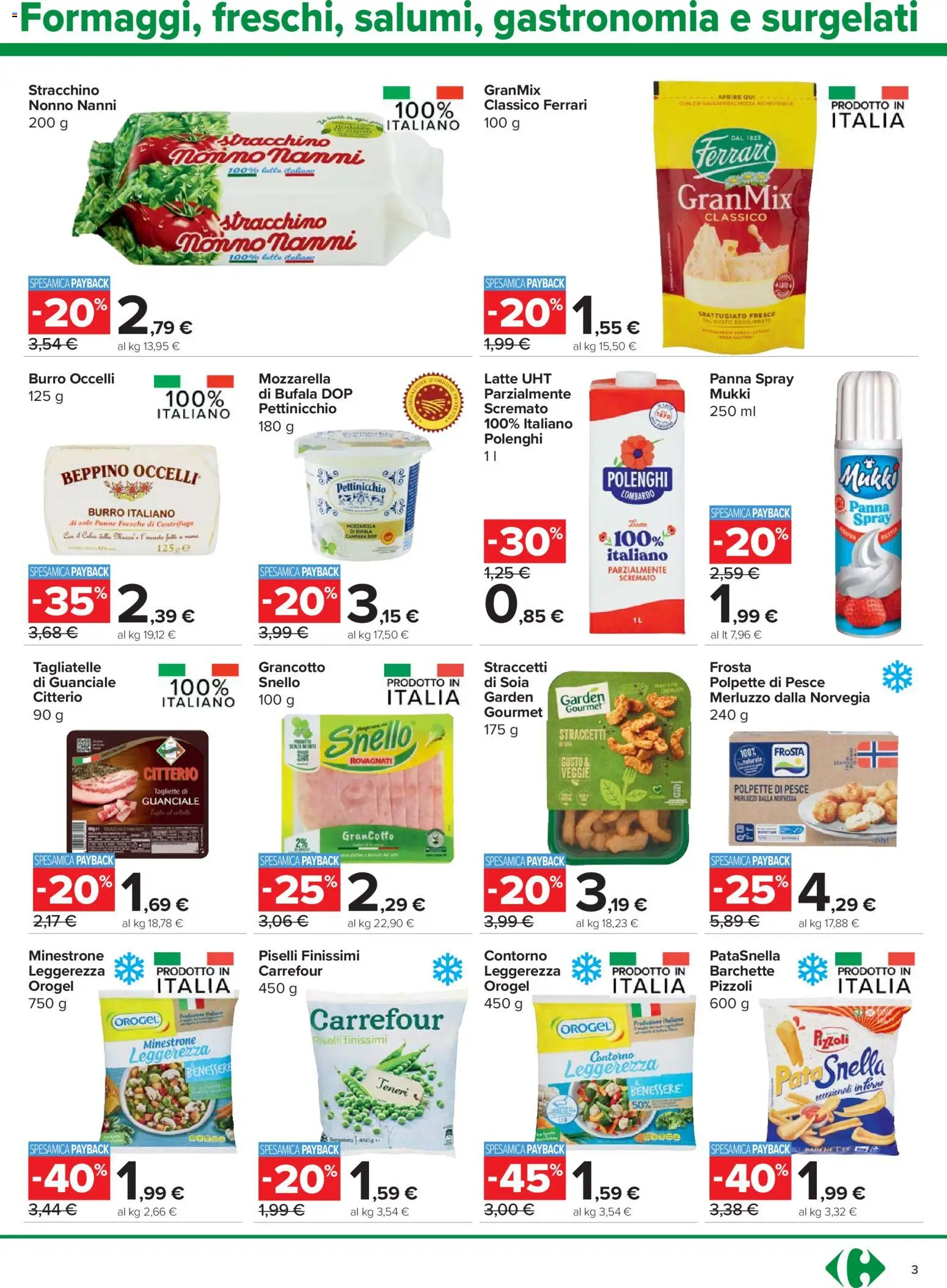 Volantino Carrefour del 08.04.2026 | Pagina: 3 | Prodotti: Pesce, Tagliatelle, Centrifuga, Merluzzo