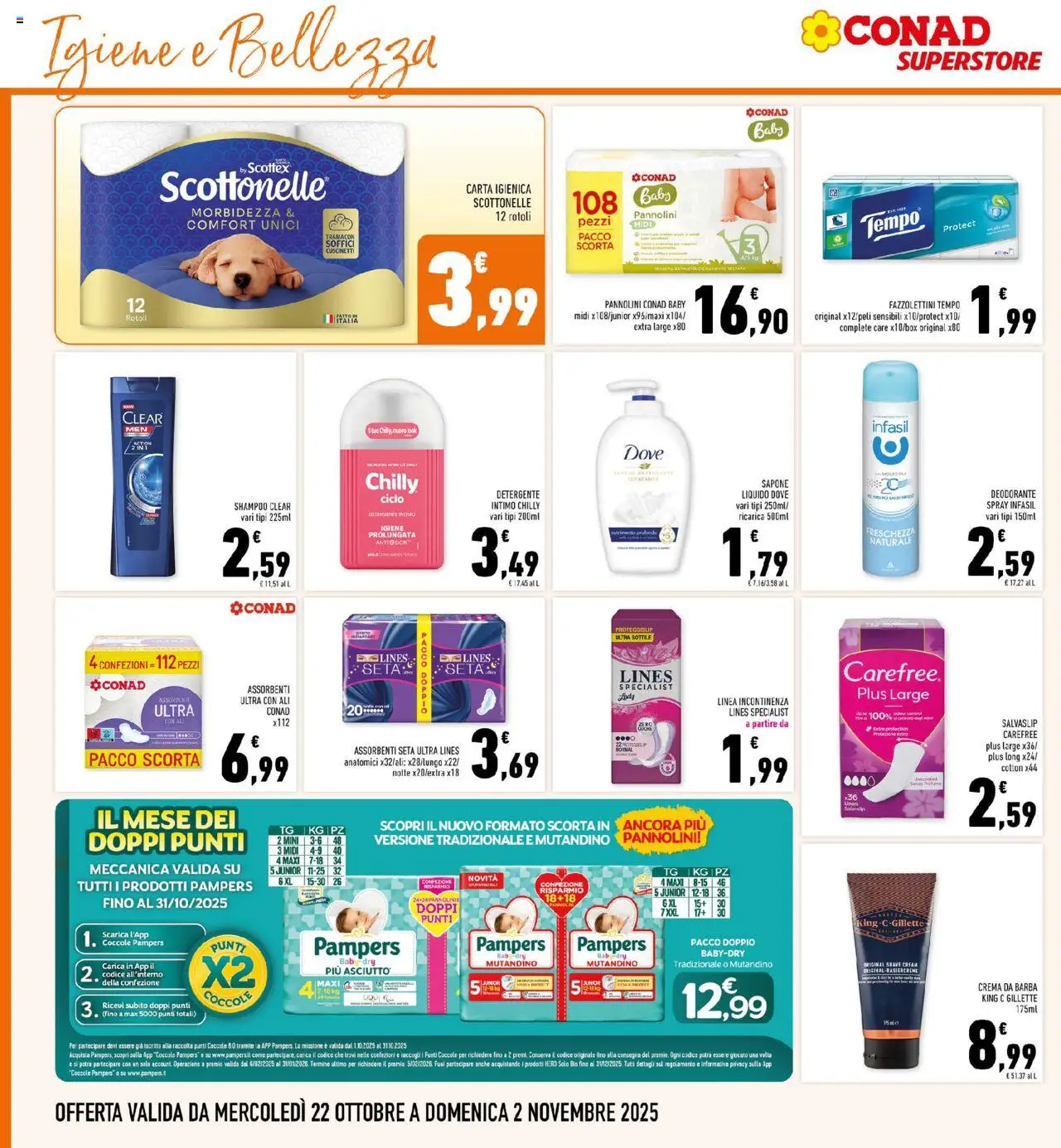 Volantino Conad del 22.10.2025 | Pagina: 28 | Prodotti: Shampoo, Detergente intimo, Detergente, Intimo