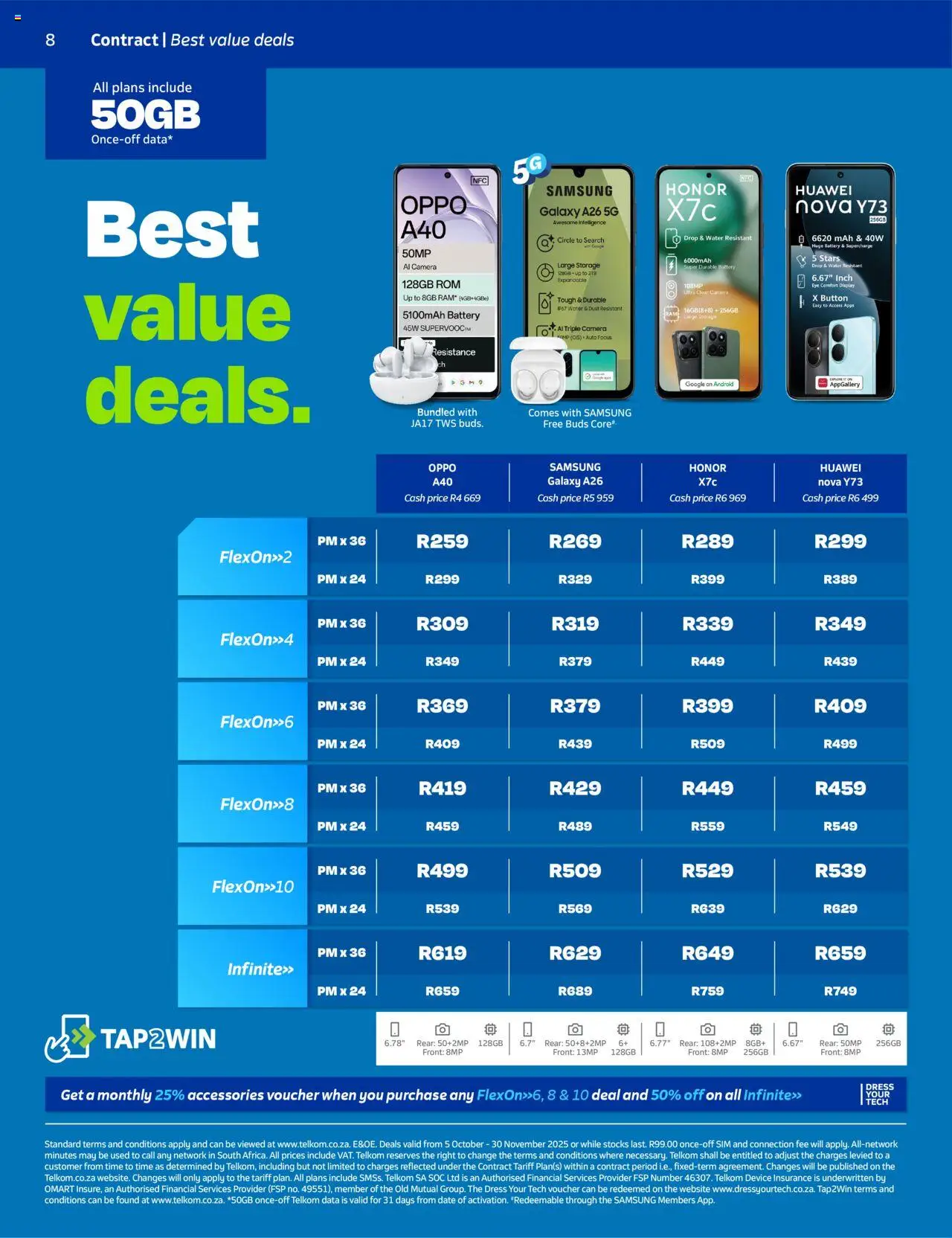 New Telkom catalogue – valid from 05.10.2025 | Page: 8 | Products: Dress, Sim, Camera, Water