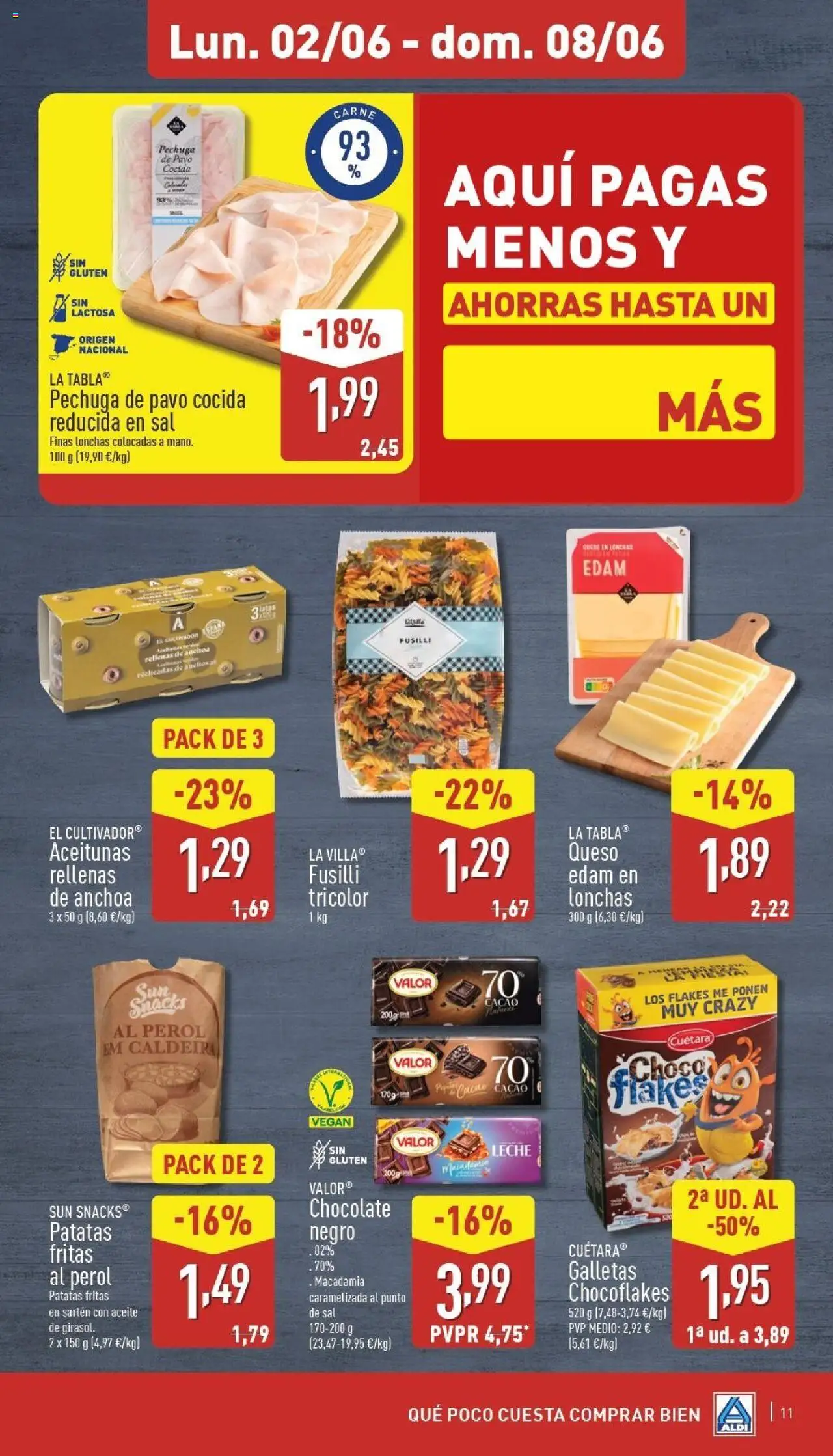Aldi folleto Península │ válido desde el 02.06.2025 | Página: 11 | Productos: Leche, Chocolate, Pasta, Φρυγανιές σικάλεως