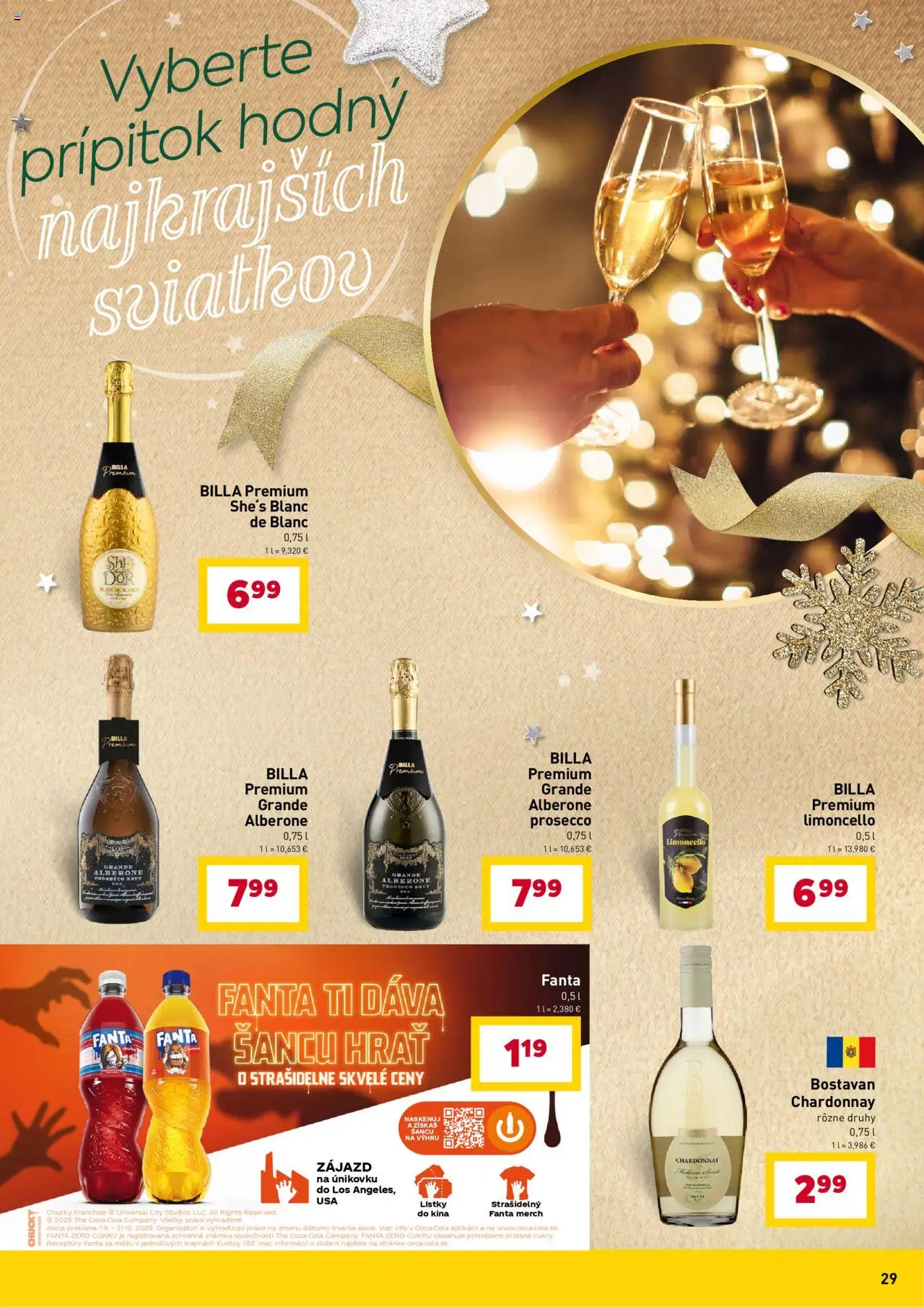 Nové Billa akcie – leták je platný od 15.10.2025 | Strana: 29 | Produkty: Prosecco, Fanta