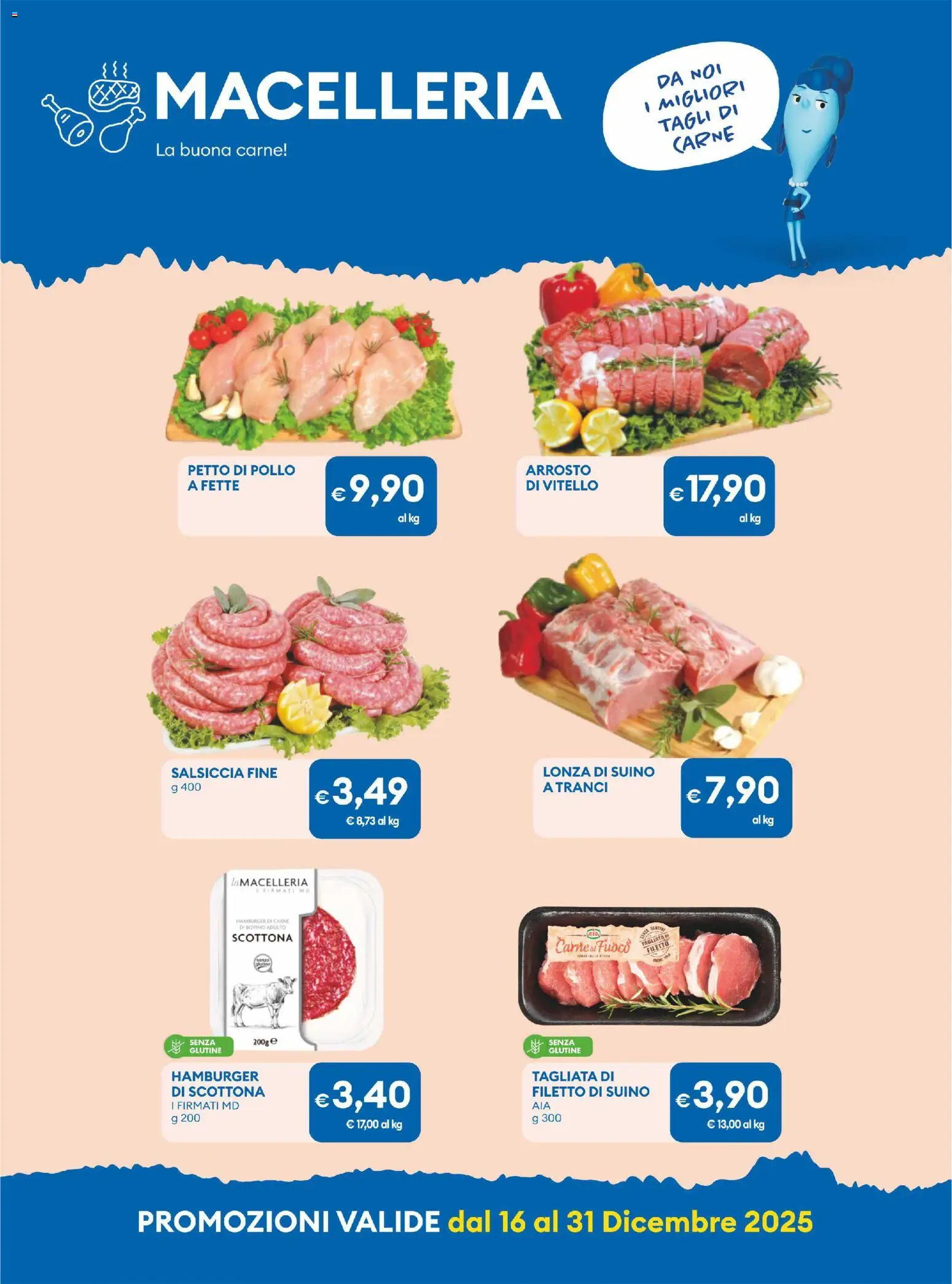 Volantino MD Discount del 16.12.2025 | Pagina: 6 | Prodotti: Petto di Pollo, Suino, Salsiccia, Vitello