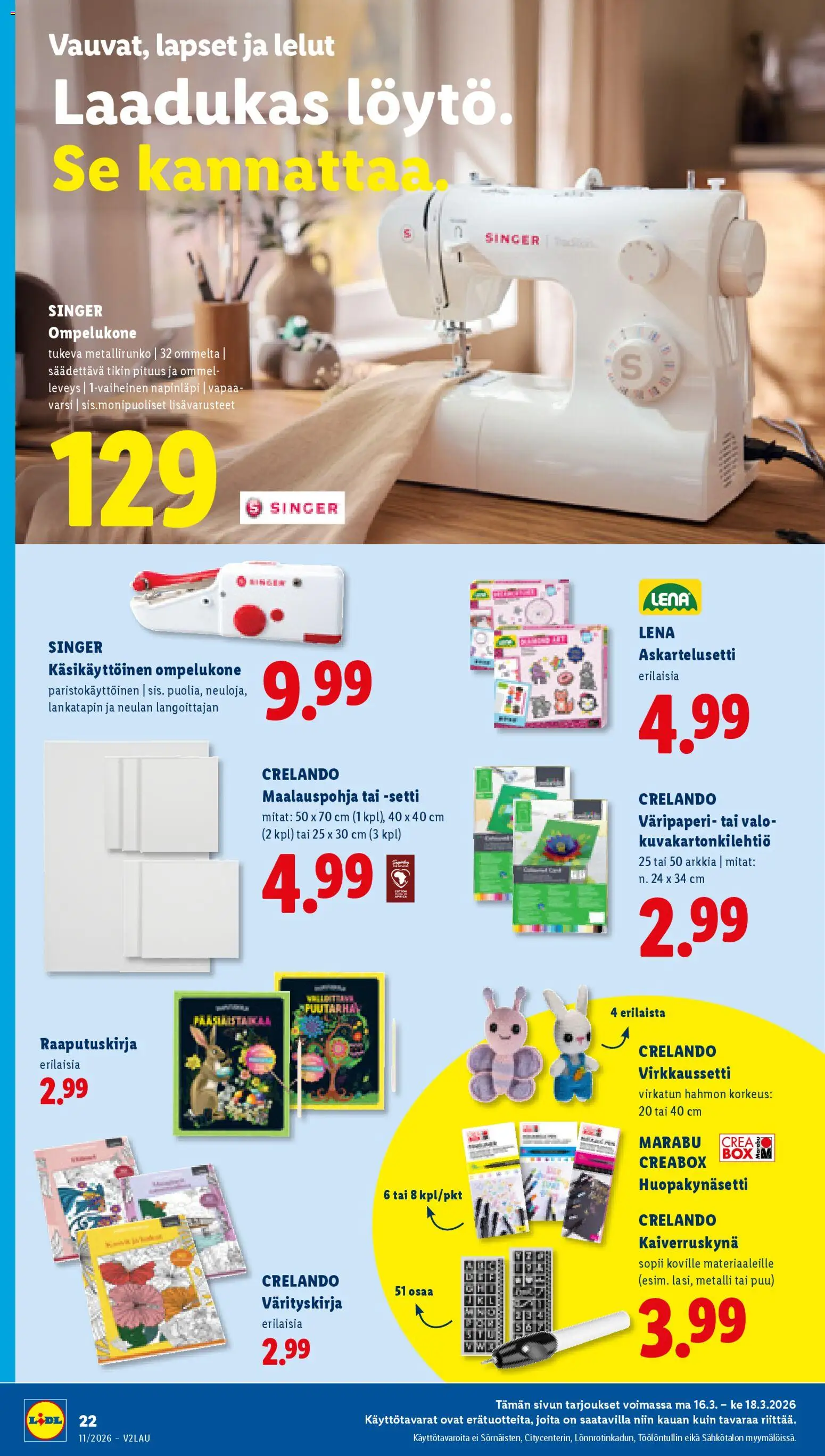 Lidl tarjoukset – voimassa 12.03.2026 alkaen | Sivu: 28 | Tuotteet: Ompelukone