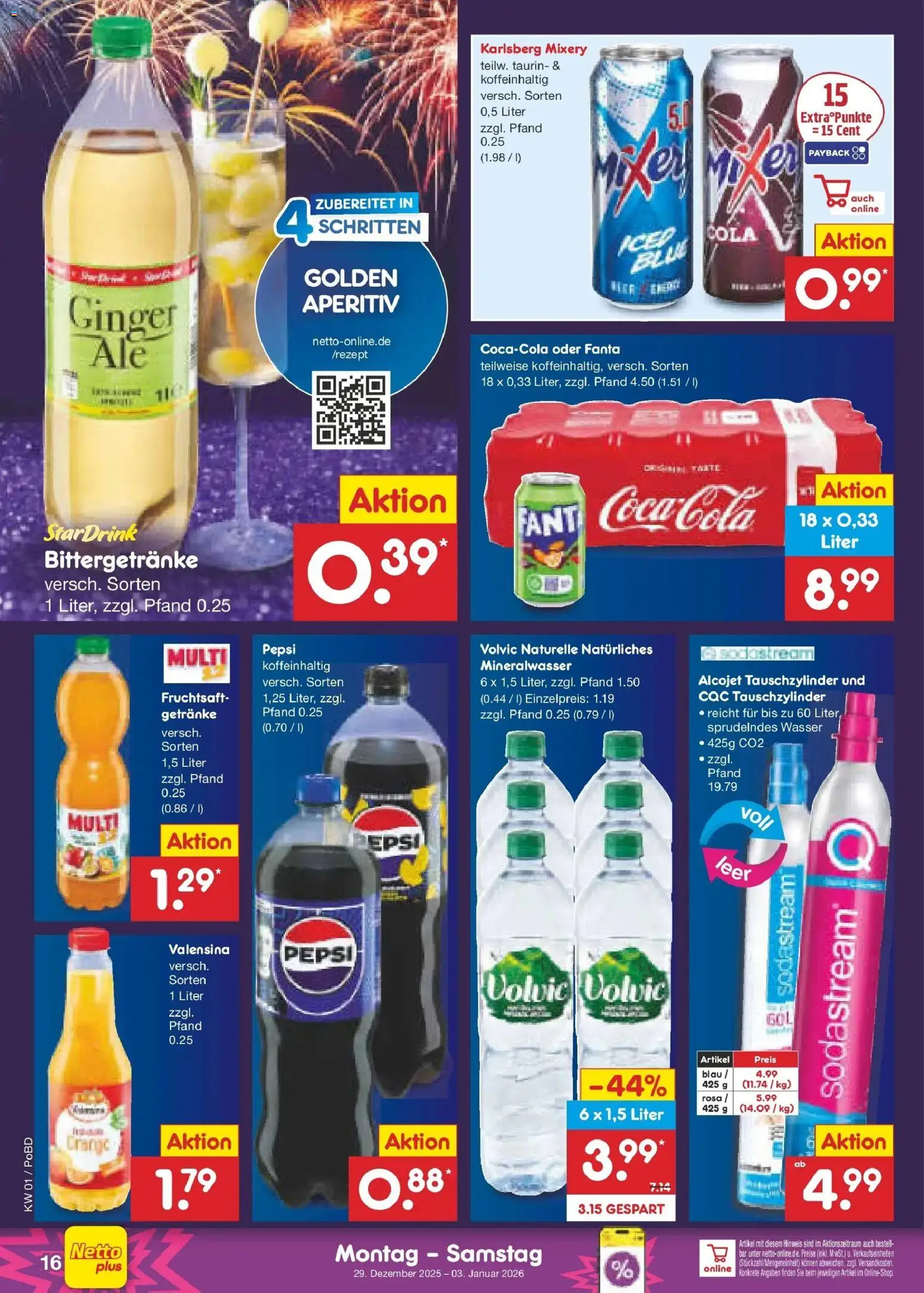 Netto Marken-Discount prospekt Selb	 – gültig ab 28.12.2025 | Seite: 16 | Produkte: Cola, Mineralwasser, Pepsi, Volvic